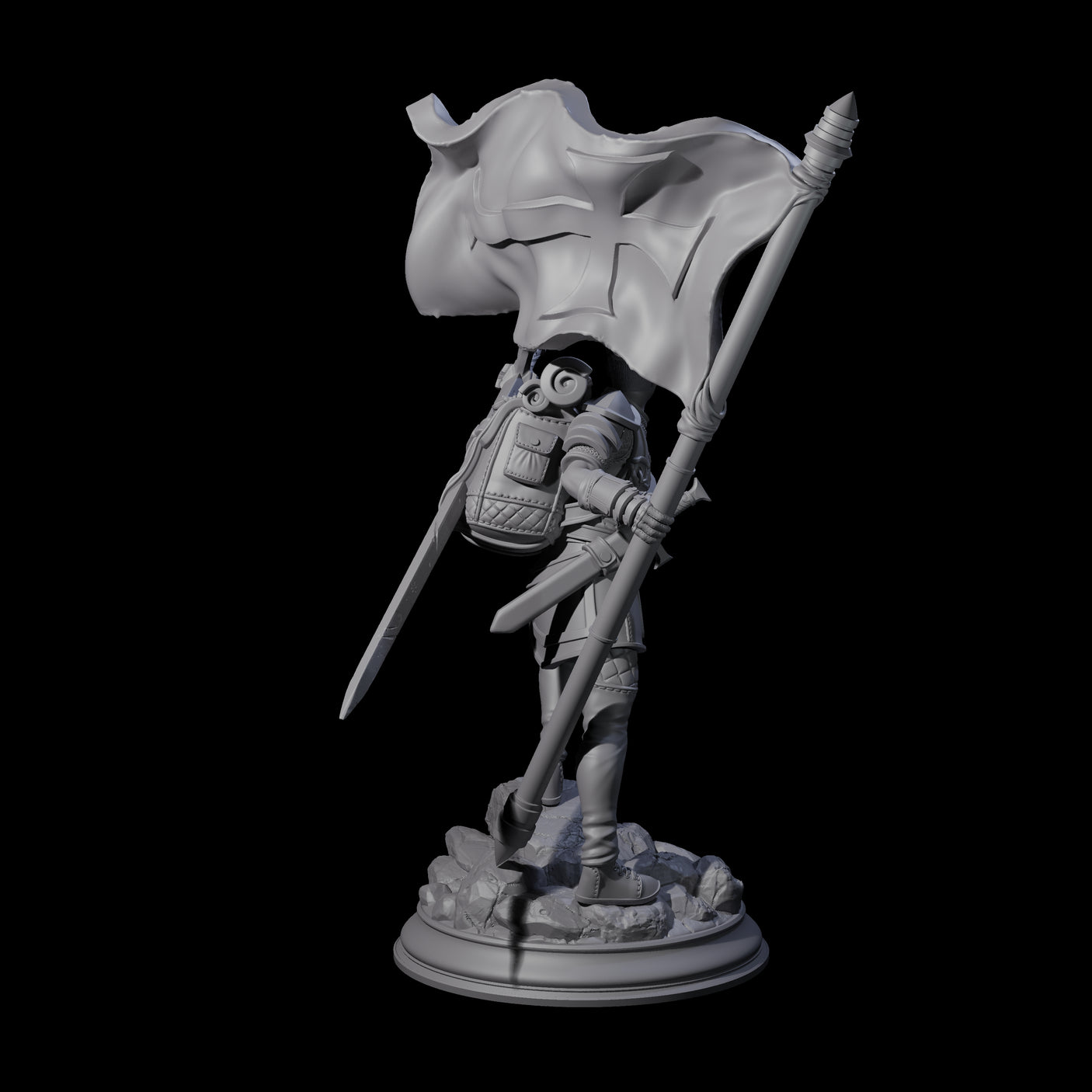 Triumphant Human Standard Bearer Miniature for Dungeons and Dragons, Pathfinder or other TTRPGs