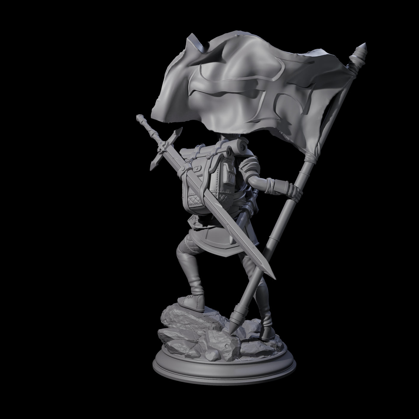 Triumphant Human Standard Bearer Miniature for Dungeons and Dragons, Pathfinder or other TTRPGs