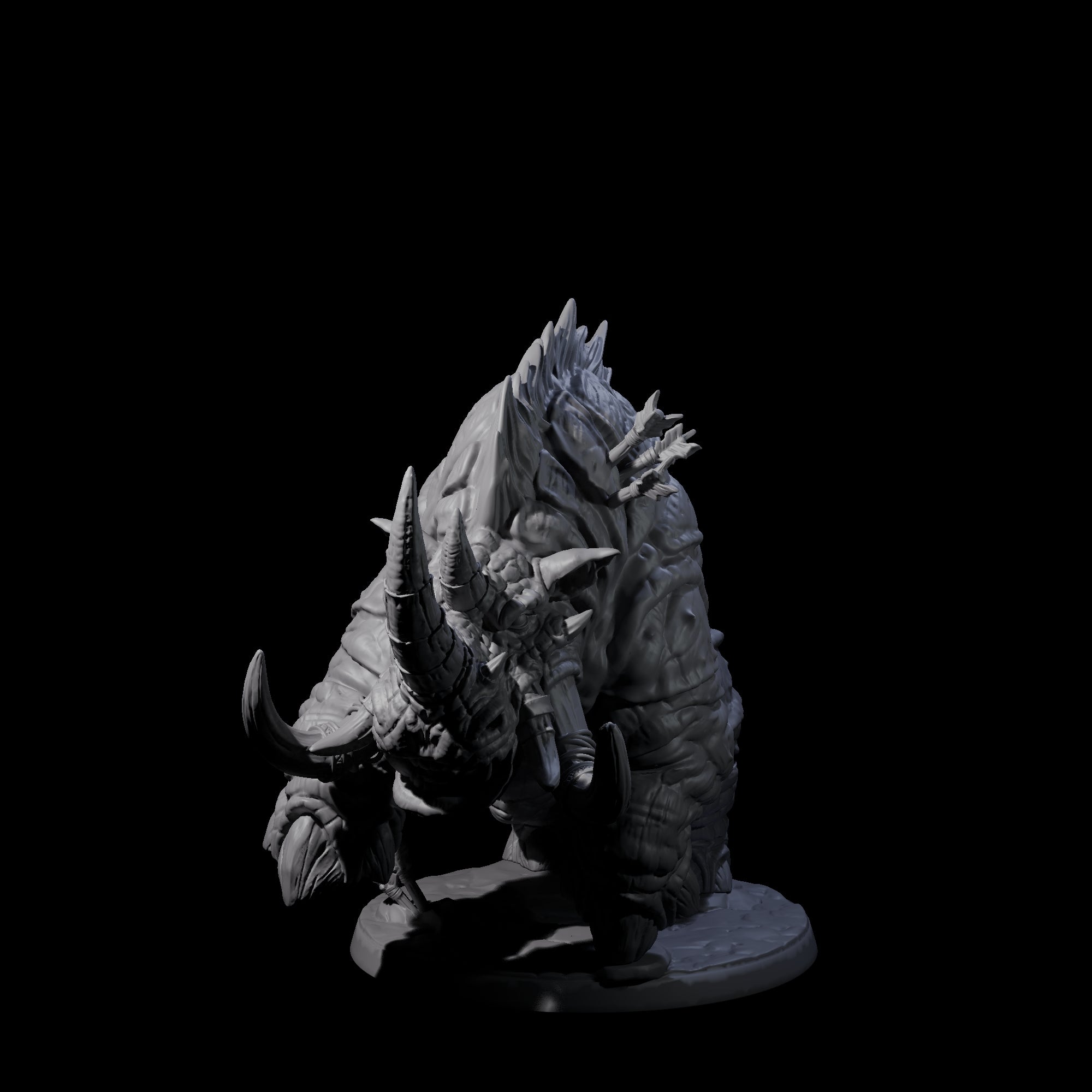 Tundra Rhino B Miniature for Dungeons and Dragons, Pathfinder or other TTRPGs