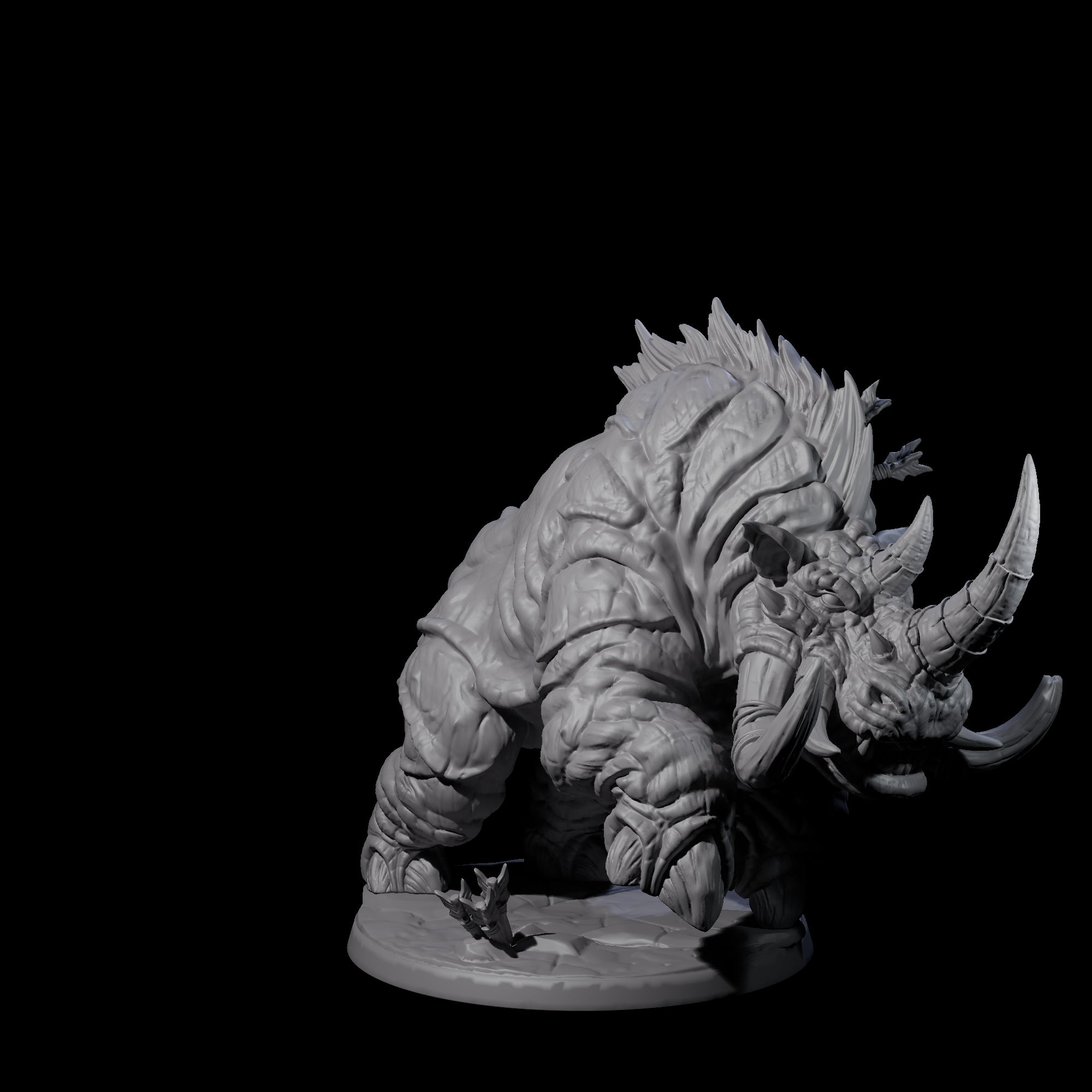 Tundra Rhino B Miniature for Dungeons and Dragons, Pathfinder or other TTRPGs