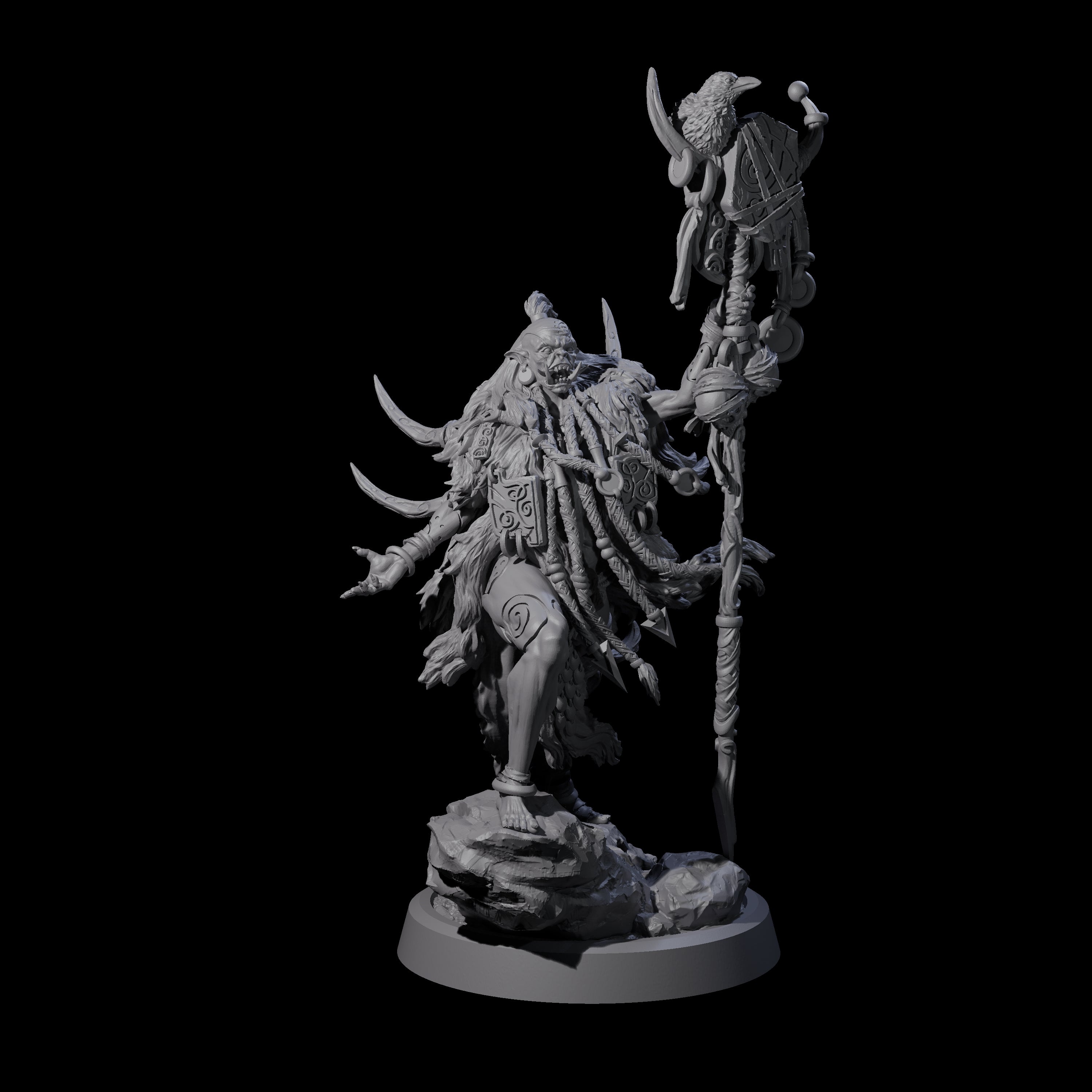 Tusked Goblin Shaman B Miniature for Dungeons and Dragons, Pathfinder or other TTRPGs