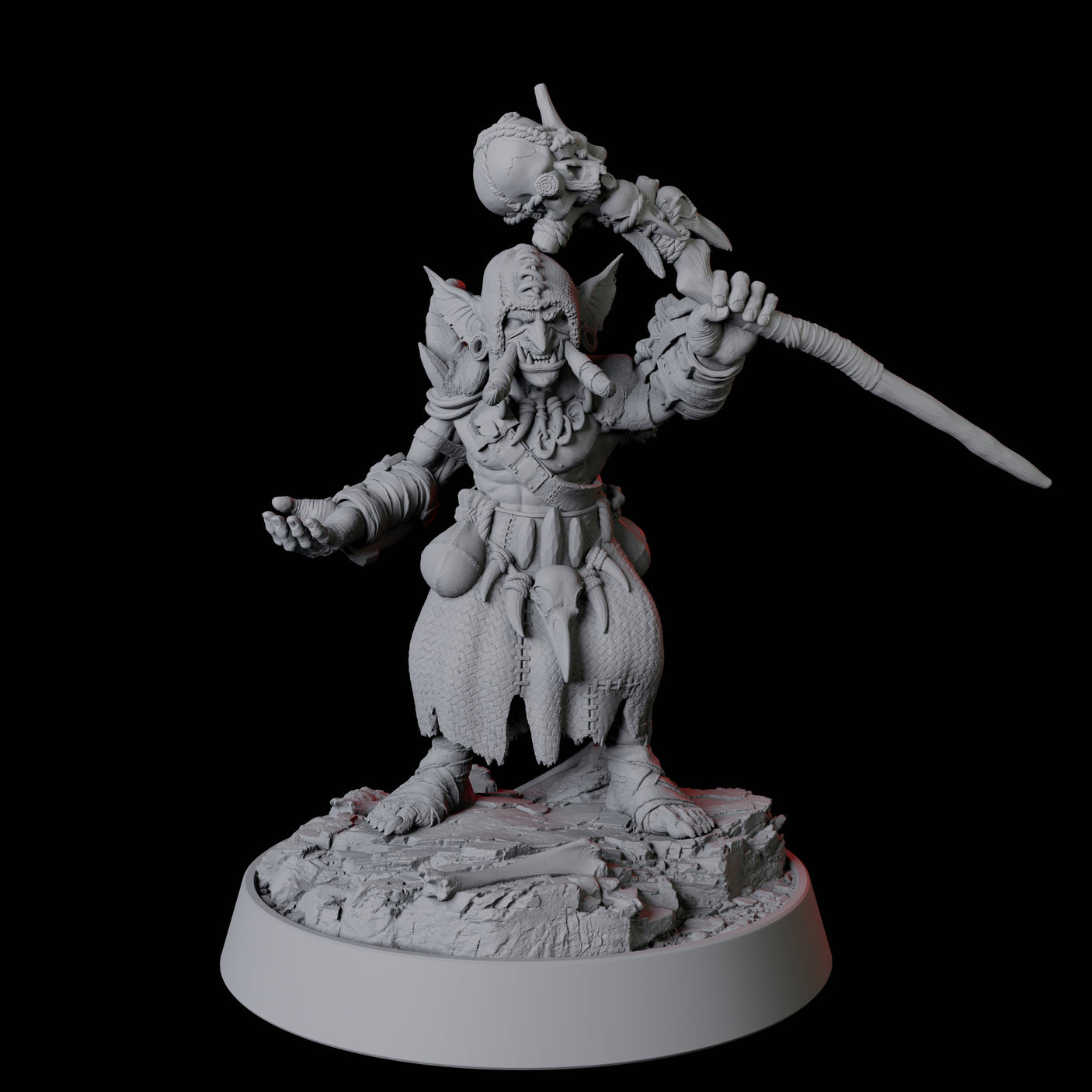 Tusked Goblin Shaman Miniature for Dungeons and Dragons, Pathfinder or other TTRPGs