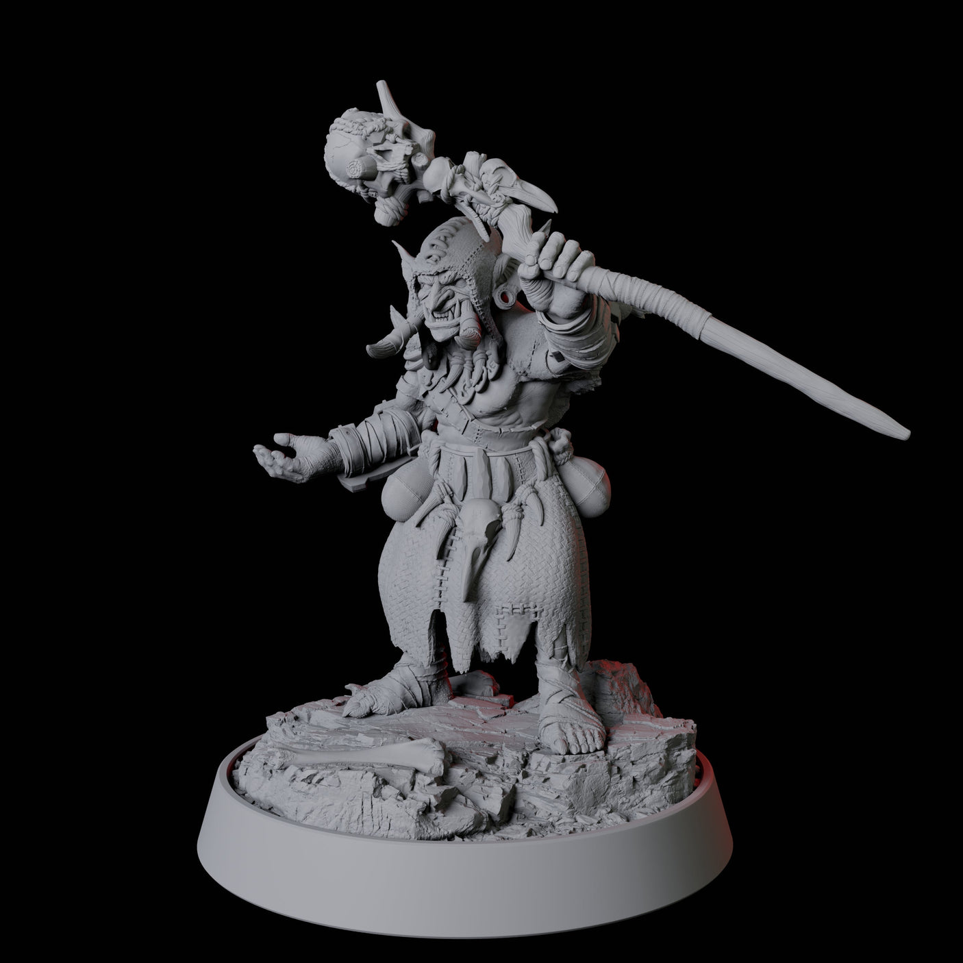Tusked Goblin Shaman Miniature for Dungeons and Dragons, Pathfinder or other TTRPGs