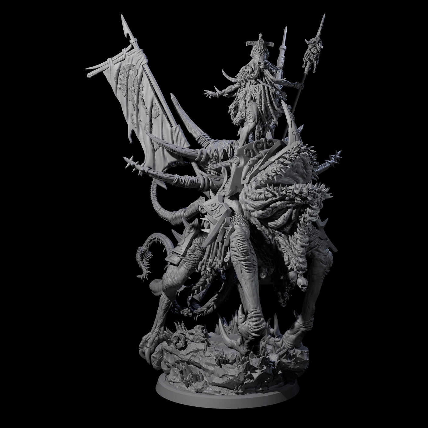 Tusked Goblin Shaman War Leader on Beast Miniature for Dungeons and Dragons, Pathfinder or other TTRPGs
