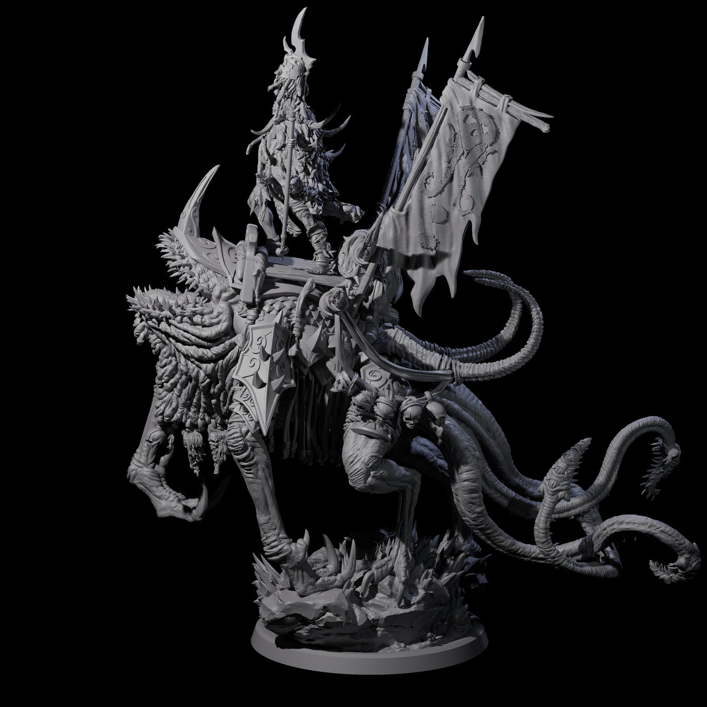 Tusked Goblin Shaman War Leader on Beast Miniature for Dungeons and Dragons, Pathfinder or other TTRPGs
