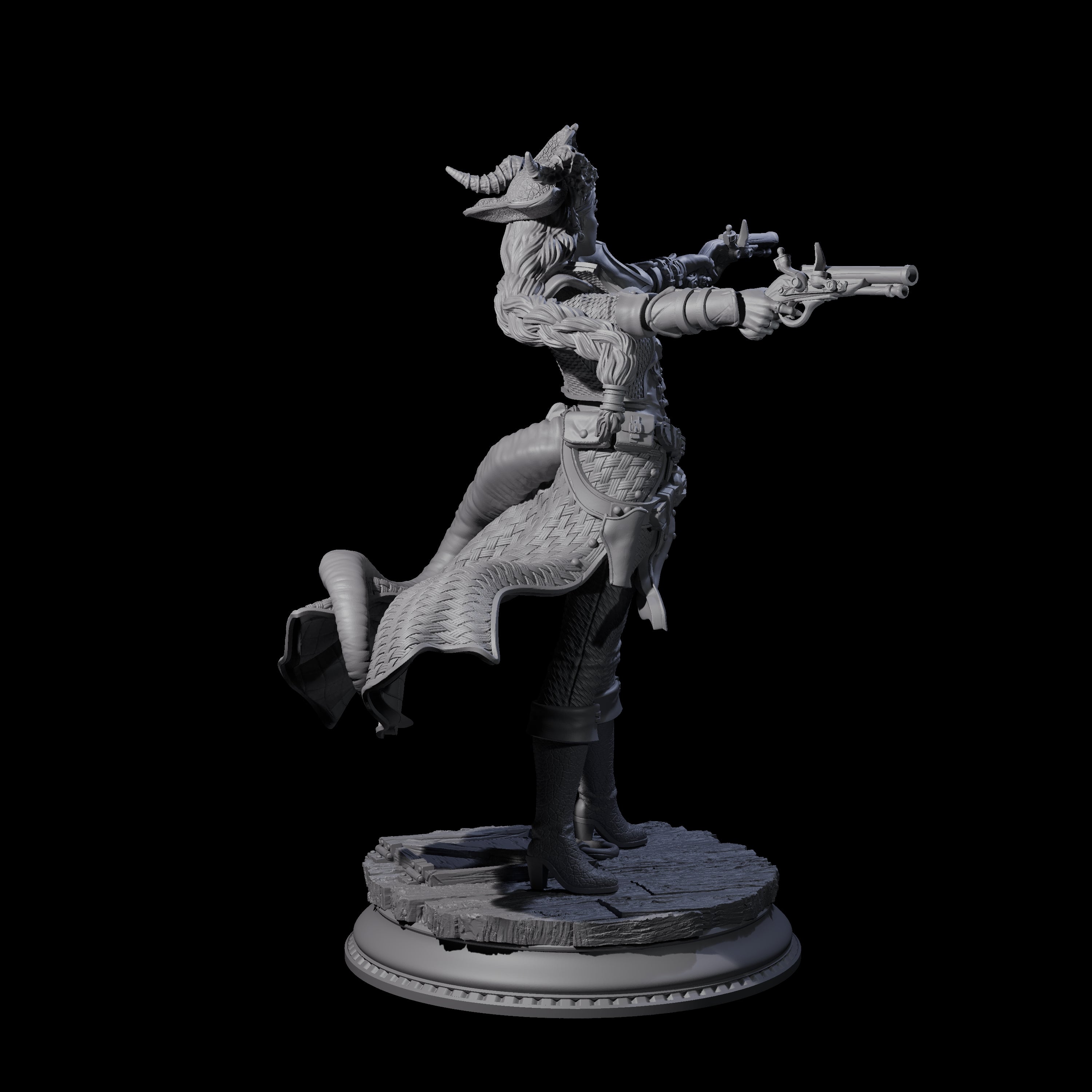 Twin Pistol Tiefling Pirate Miniature for Dungeons and Dragons, Pathfinder or other TTRPGs