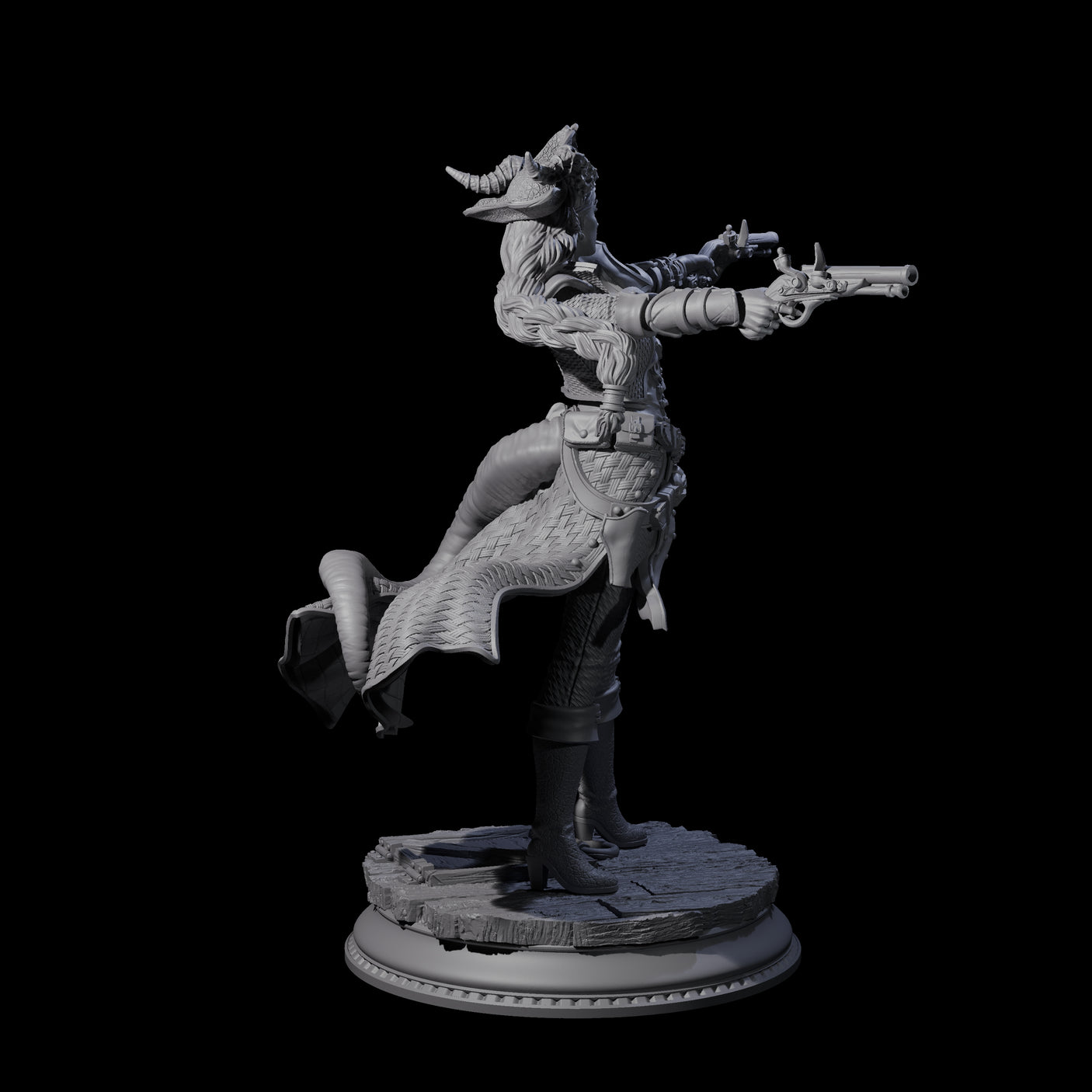 Twin Pistol Tiefling Pirate Miniature for Dungeons and Dragons, Pathfinder or other TTRPGs