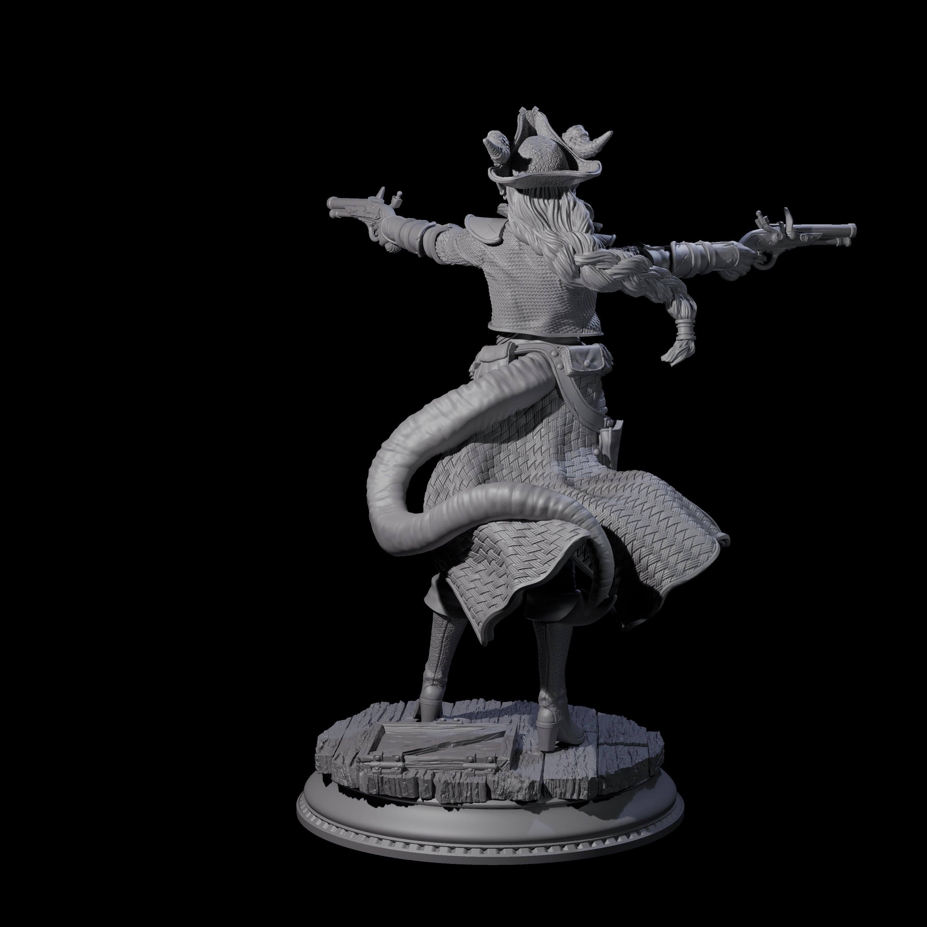 Twin Pistol Tiefling Pirate Miniature for Dungeons and Dragons, Pathfinder or other TTRPGs