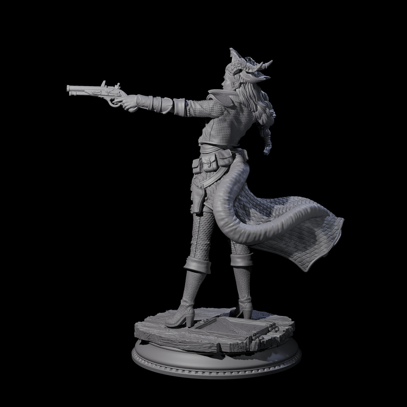 Twin Pistol Tiefling Pirate Miniature for Dungeons and Dragons, Pathfinder or other TTRPGs