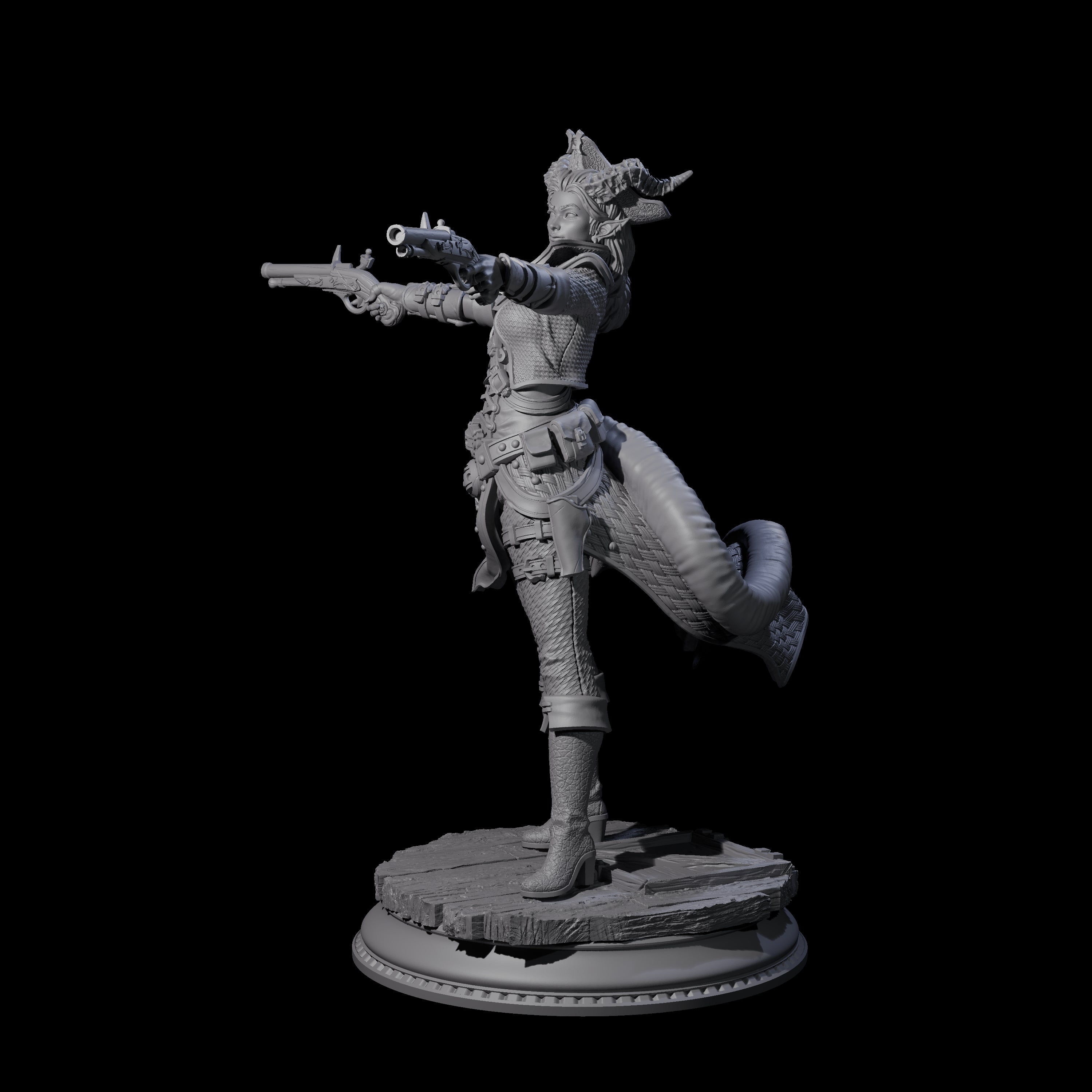 Twin Pistol Tiefling Pirate Miniature for Dungeons and Dragons, Pathfinder or other TTRPGs