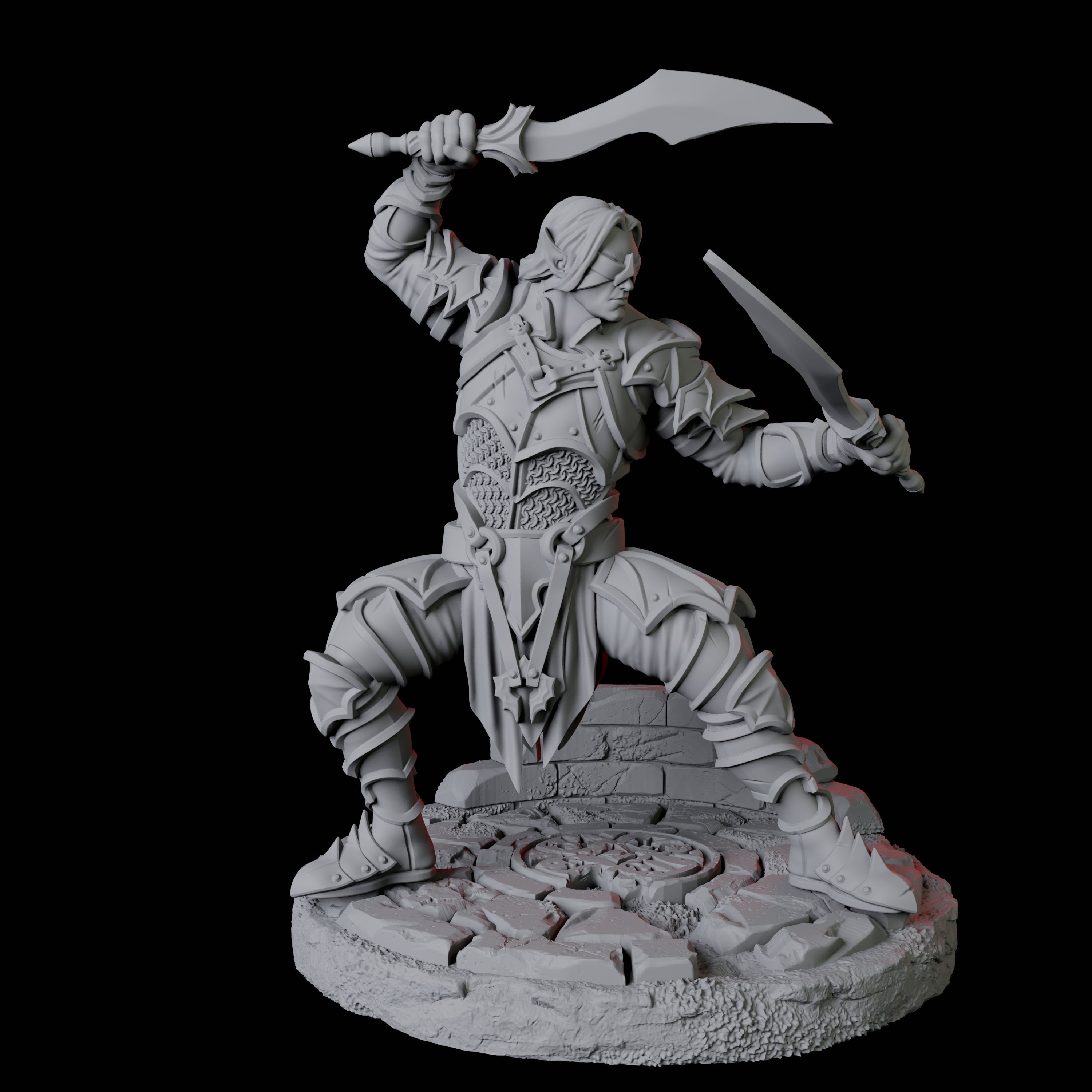 Two Blind Sword Warriors Miniature for Dungeons and Dragons, Pathfinder or other TTRPGs