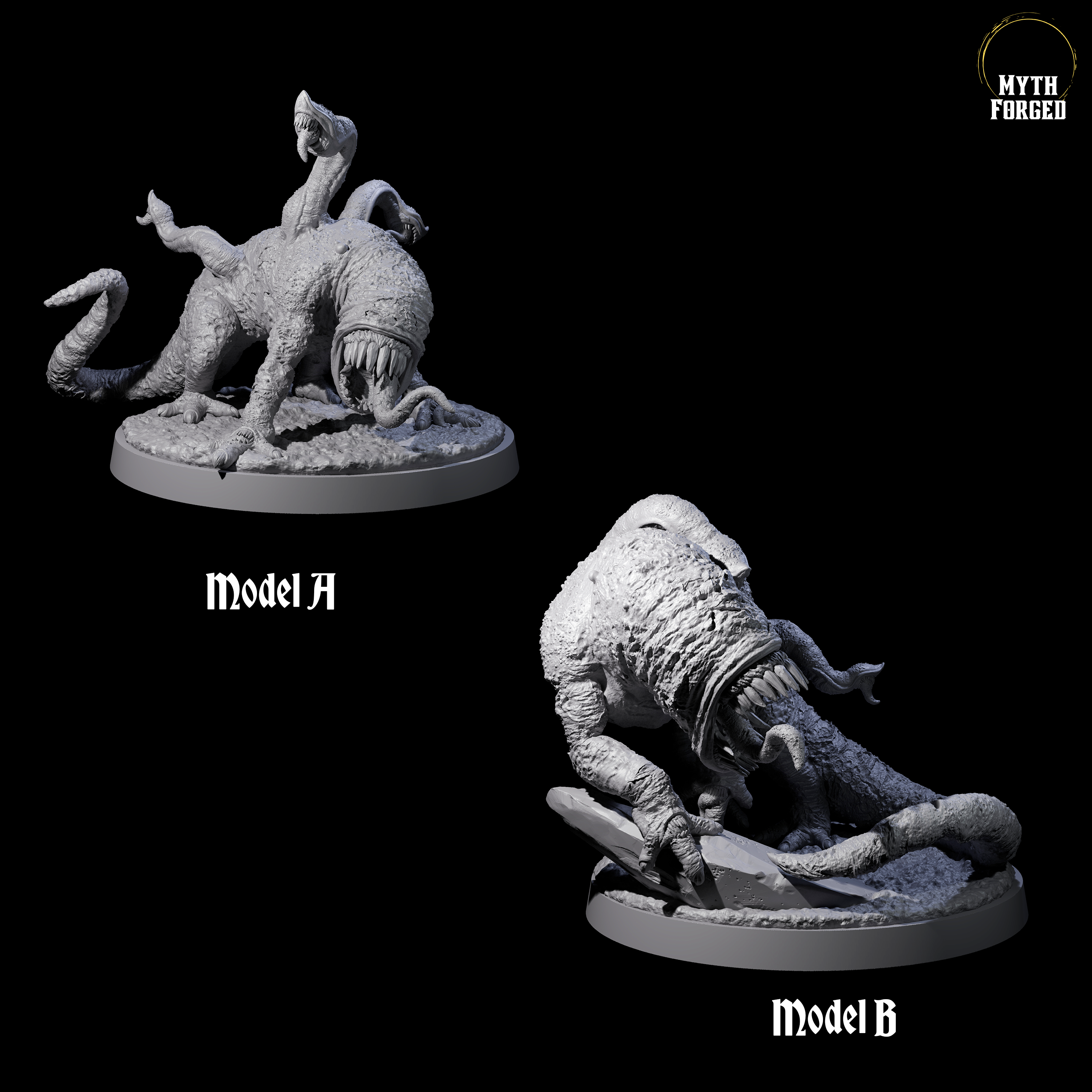 Two Devourering Otyughs Miniature for Dungeons and Dragons, Pathfinder or other TTRPGs
