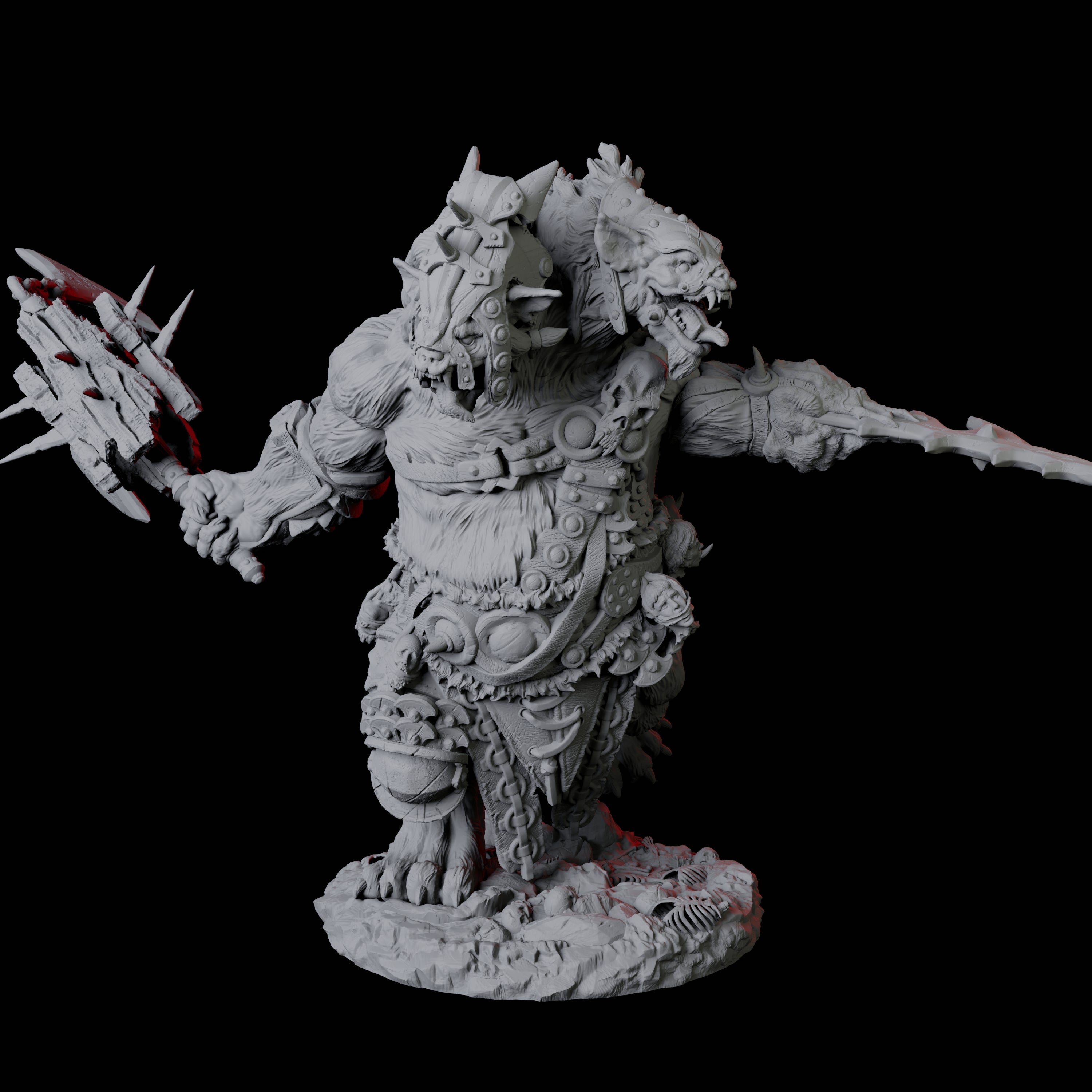 Two Gnoll Ettins Miniature for Dungeons and Dragons, Pathfinder or other TTRPGs