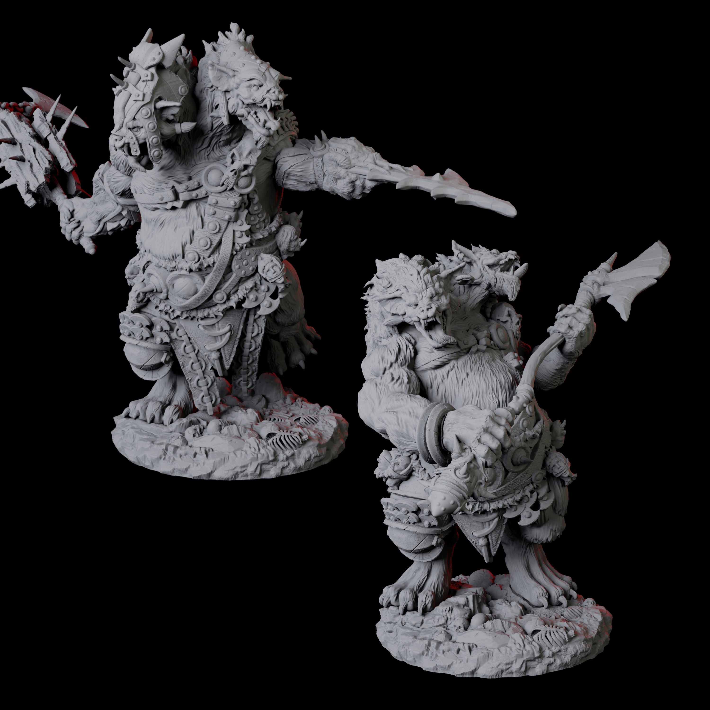 Two Gnoll Ettins Miniature for Dungeons and Dragons, Pathfinder or other TTRPGs