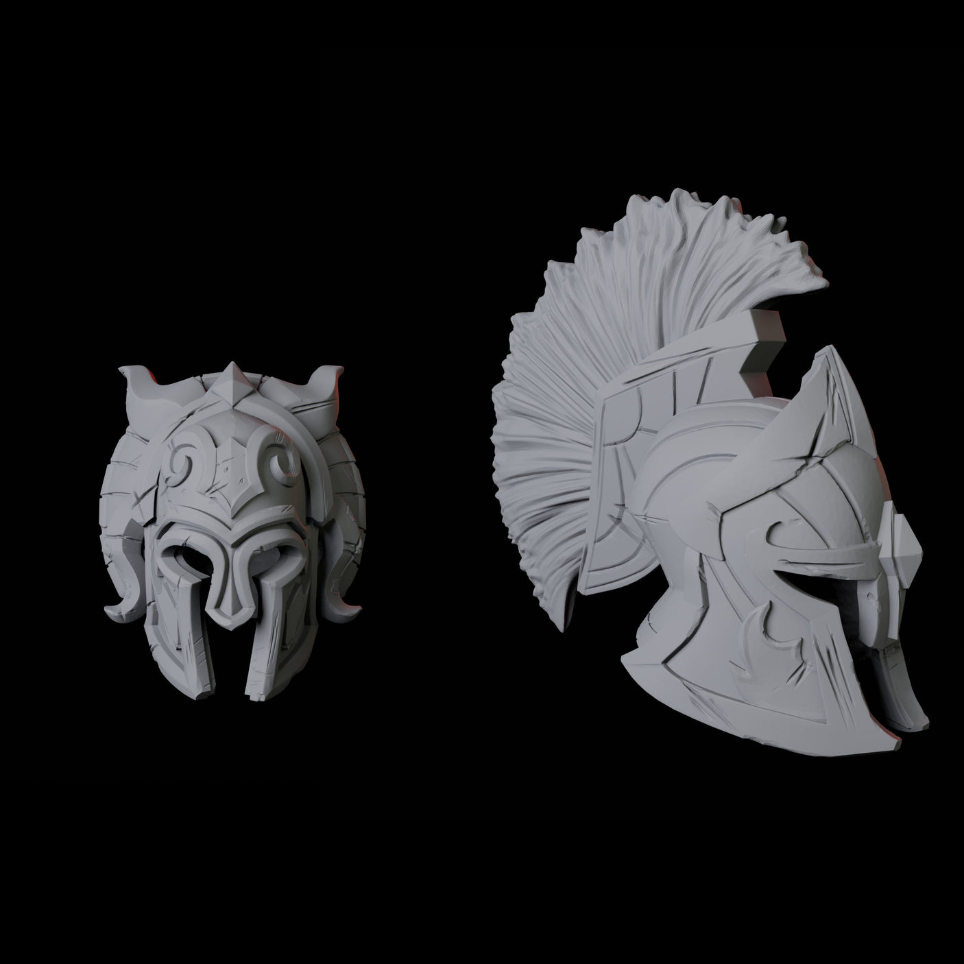 Two Greek Helmets Miniature for Dungeons and Dragons, Pathfinder or other TTRPGs