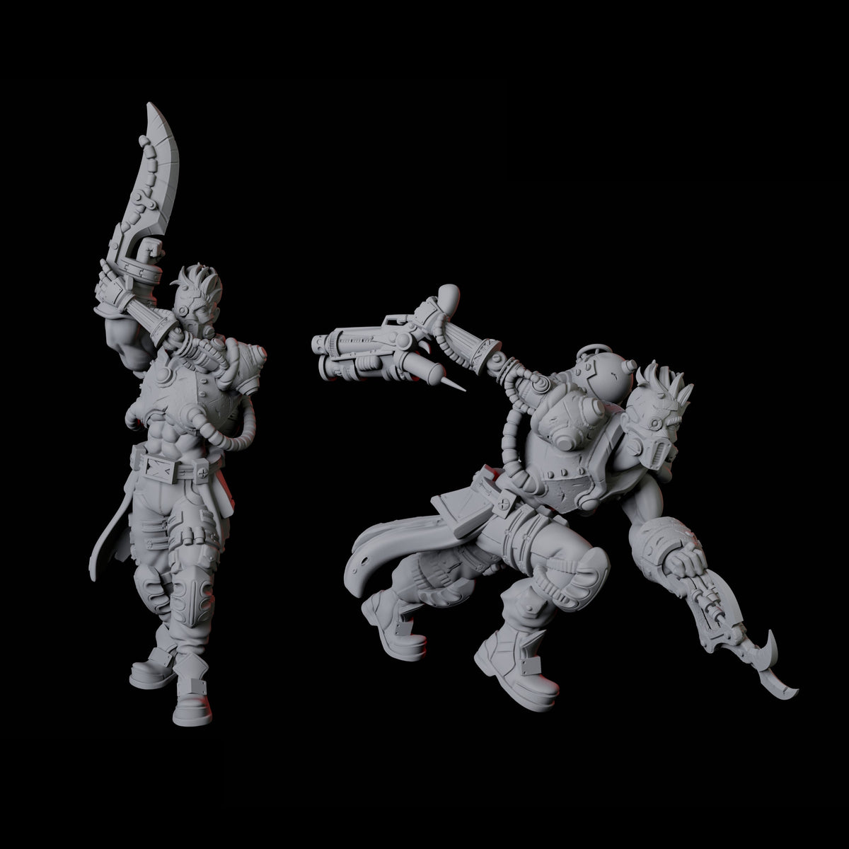 Two Human Cyborgs Miniature for Dungeons and Dragons, Pathfinder or other TTRPGs