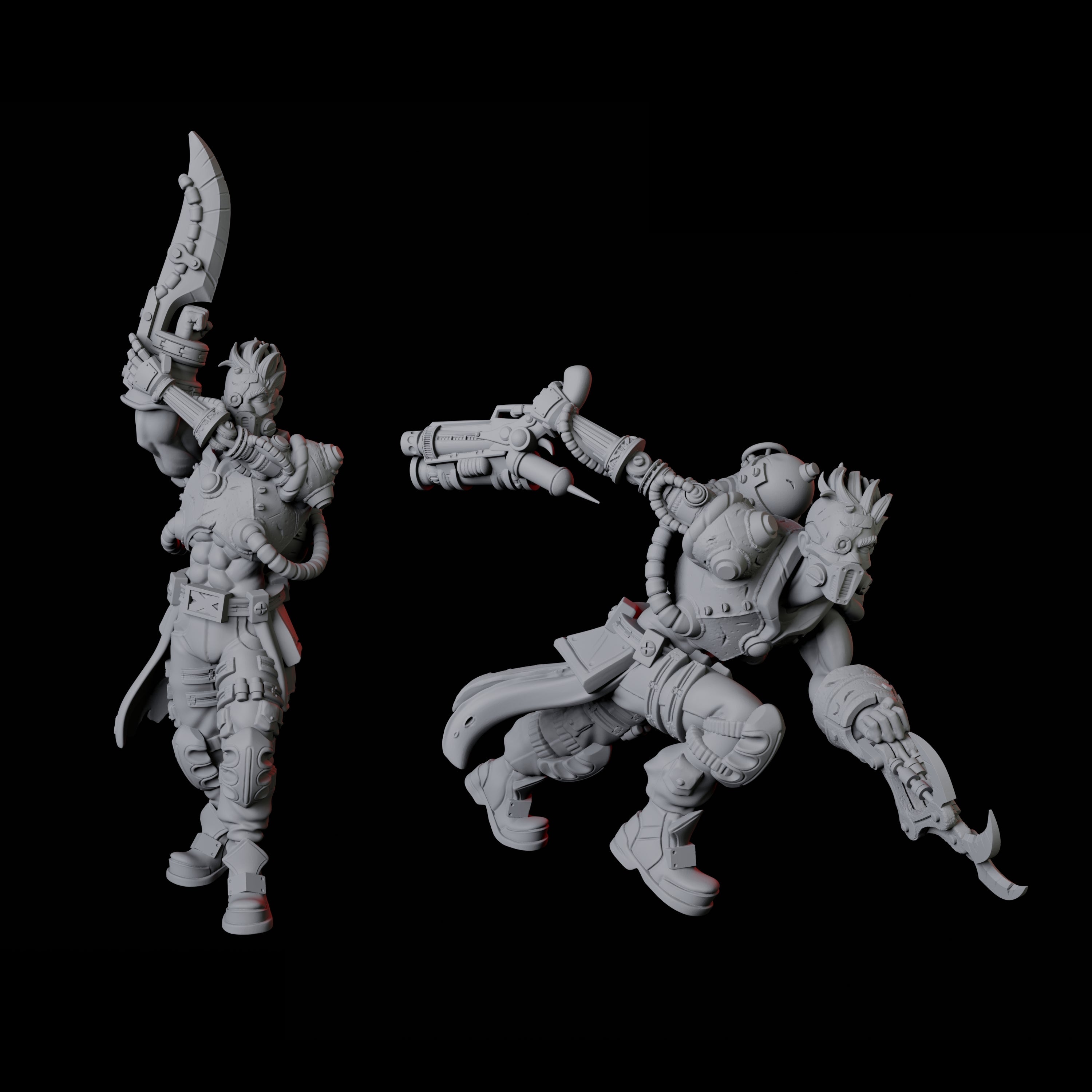 Two Human Cyborgs Miniature for Dungeons and Dragons