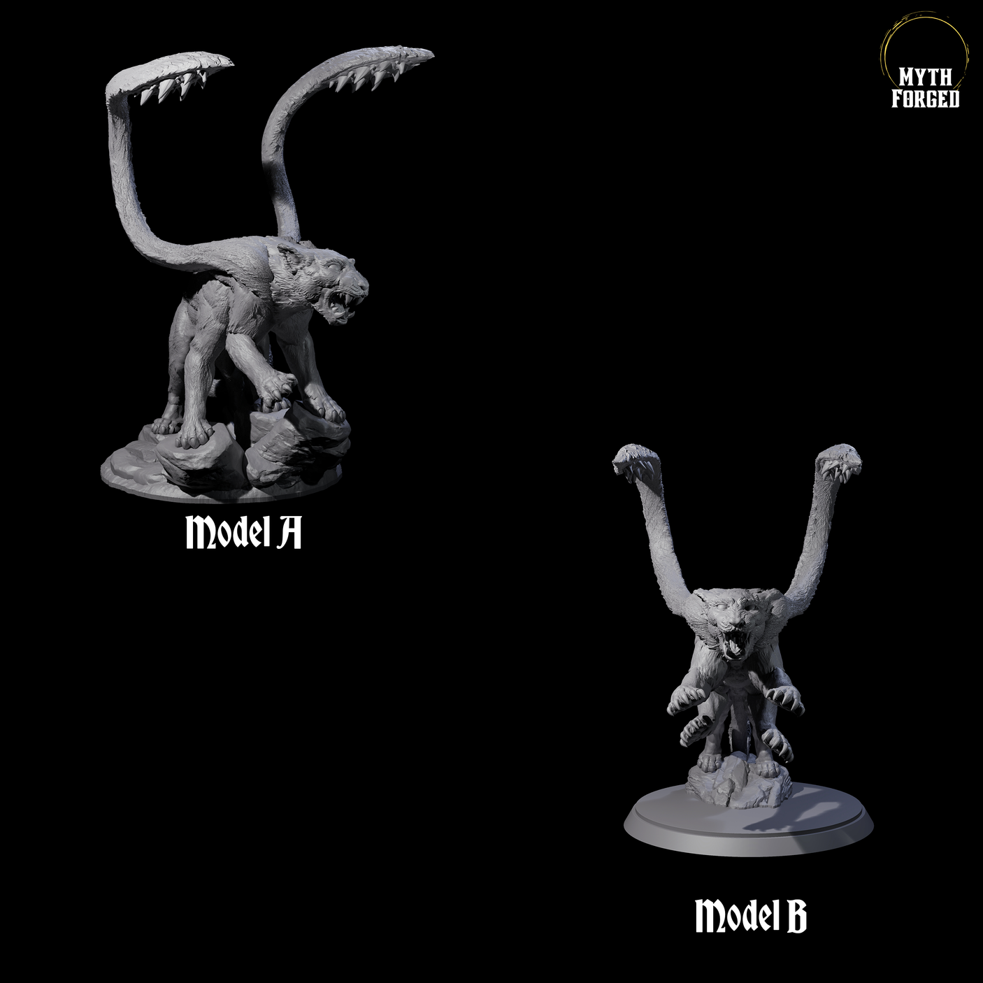 Two Hunting Displacer Beasts Miniature for Dungeons and Dragons, Pathfinder or other TTRPGs