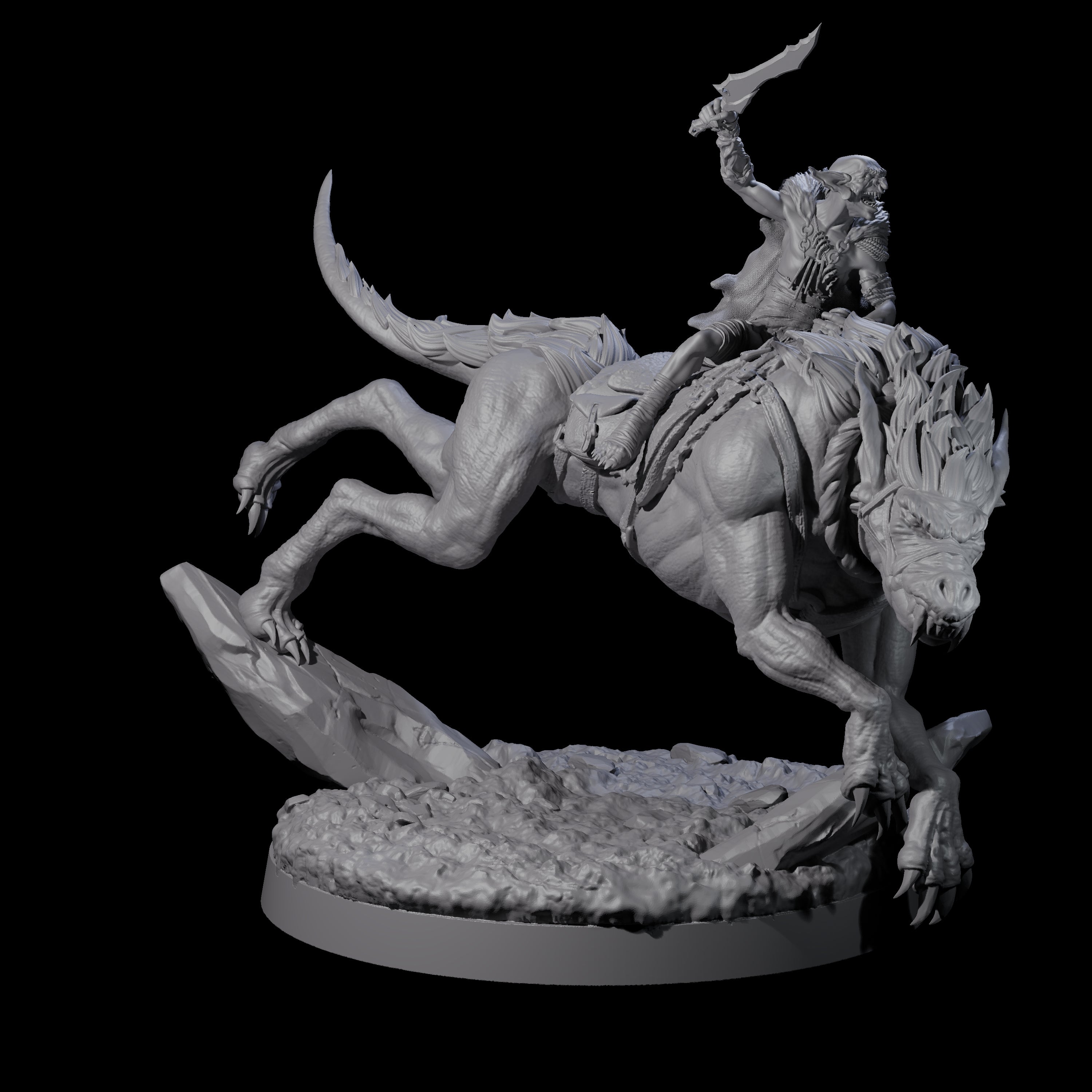 Two Insane Goblin Worg Riders Miniature for Dungeons and Dragons, Pathfinder or other TTRPGs