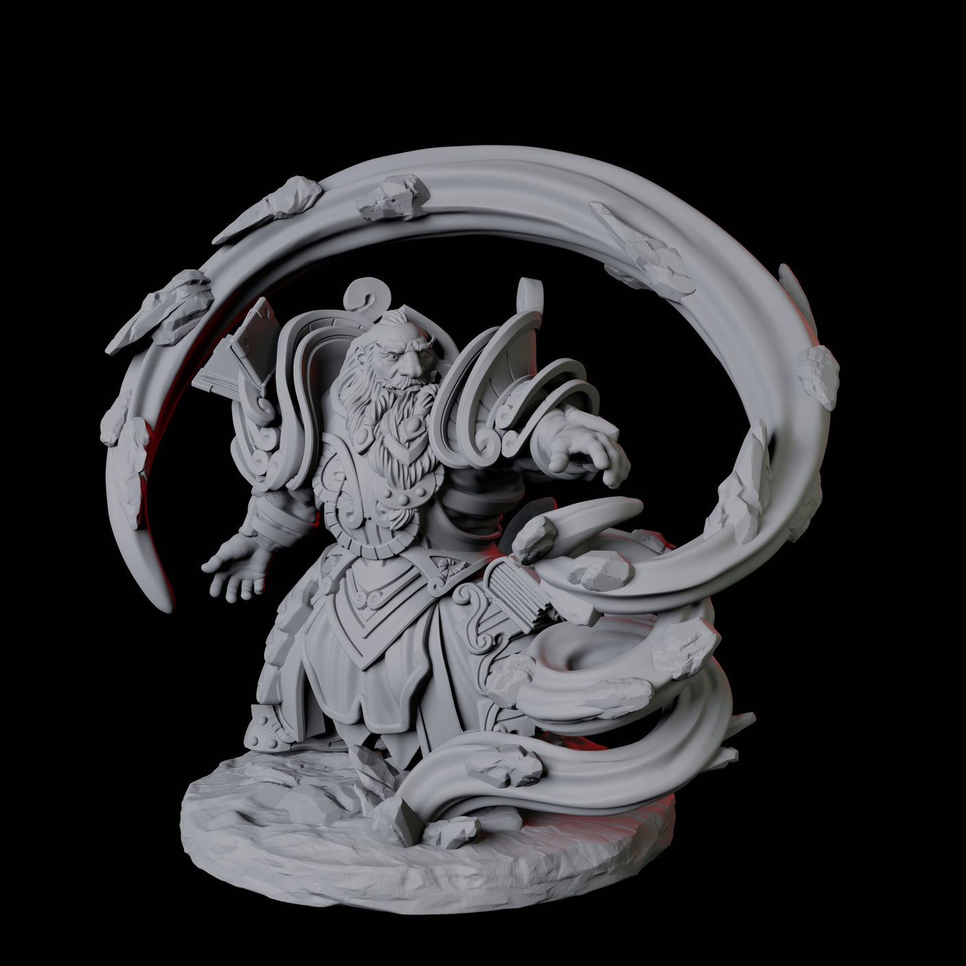 Two Male Casting Geomancers Miniature for Dungeons and Dragons, Pathfinder or other TTRPGs