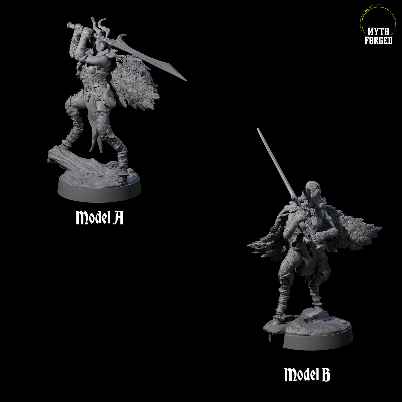 Two Poised Satyr Gladewardens Miniature for Dungeons and Dragons, Pathfinder or other TTRPGs