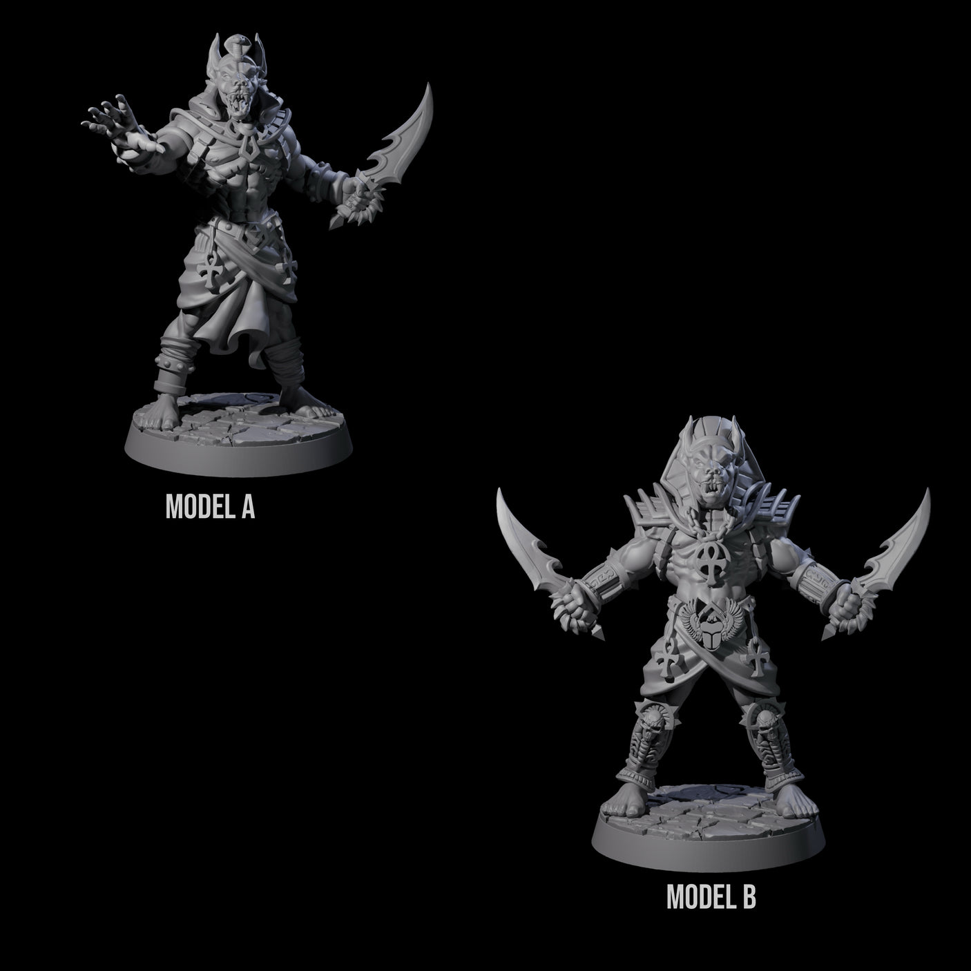 Two Raving Anubis Guards Miniature for Dungeons and Dragons, Pathfinder or other TTRPGs