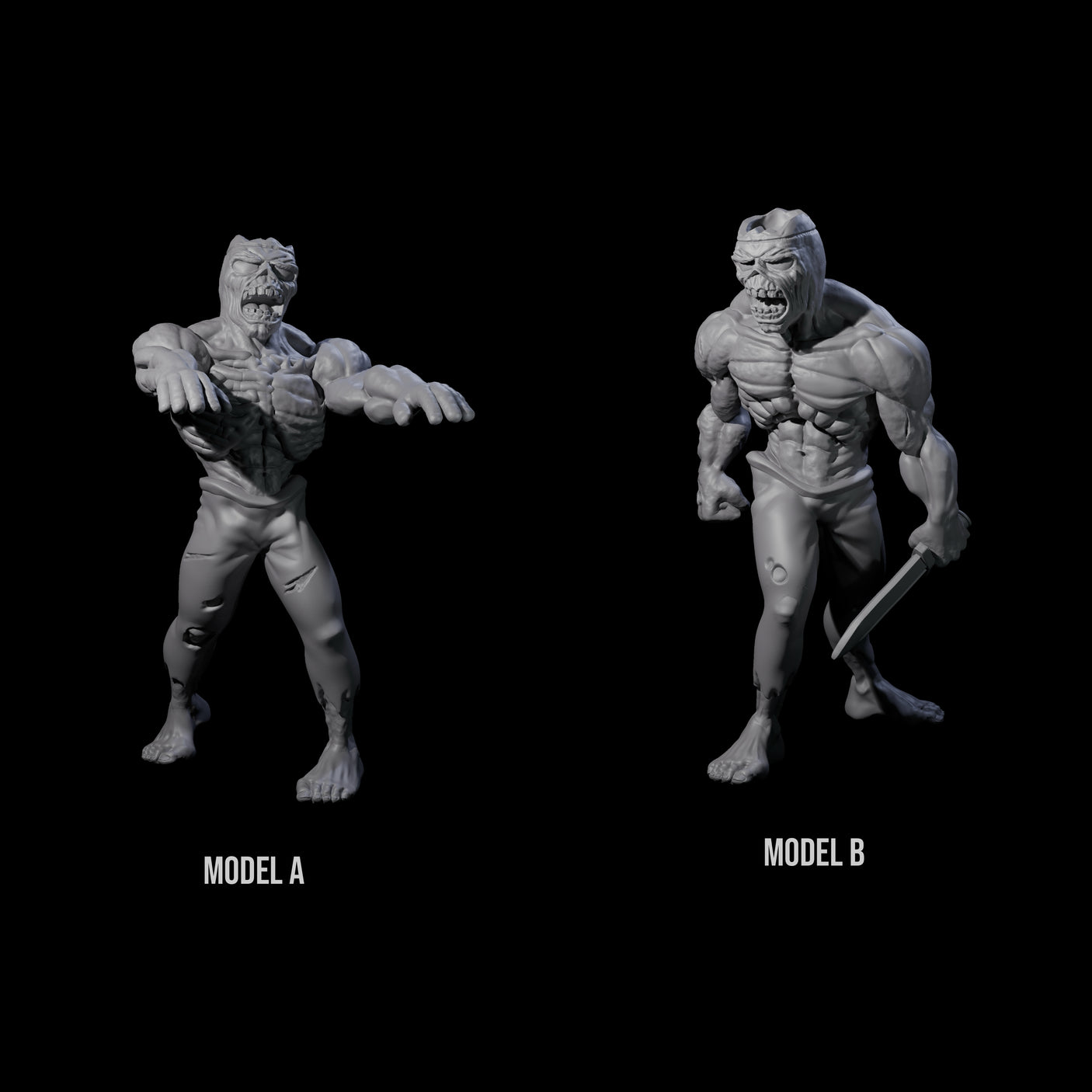 Two Roaming Zombies Miniature for Dungeons and Dragons, Pathfinder or other TTRPGs