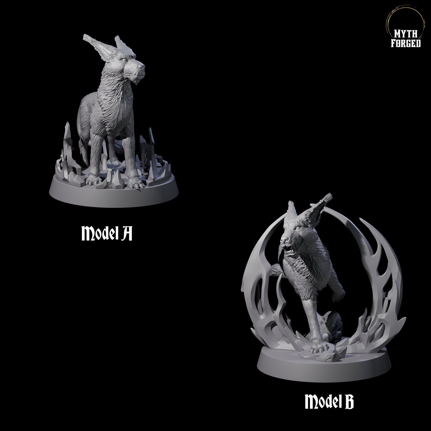 Two Sparking Blink Dogs Miniature for Dungeons and Dragons, Pathfinder or other TTRPGs