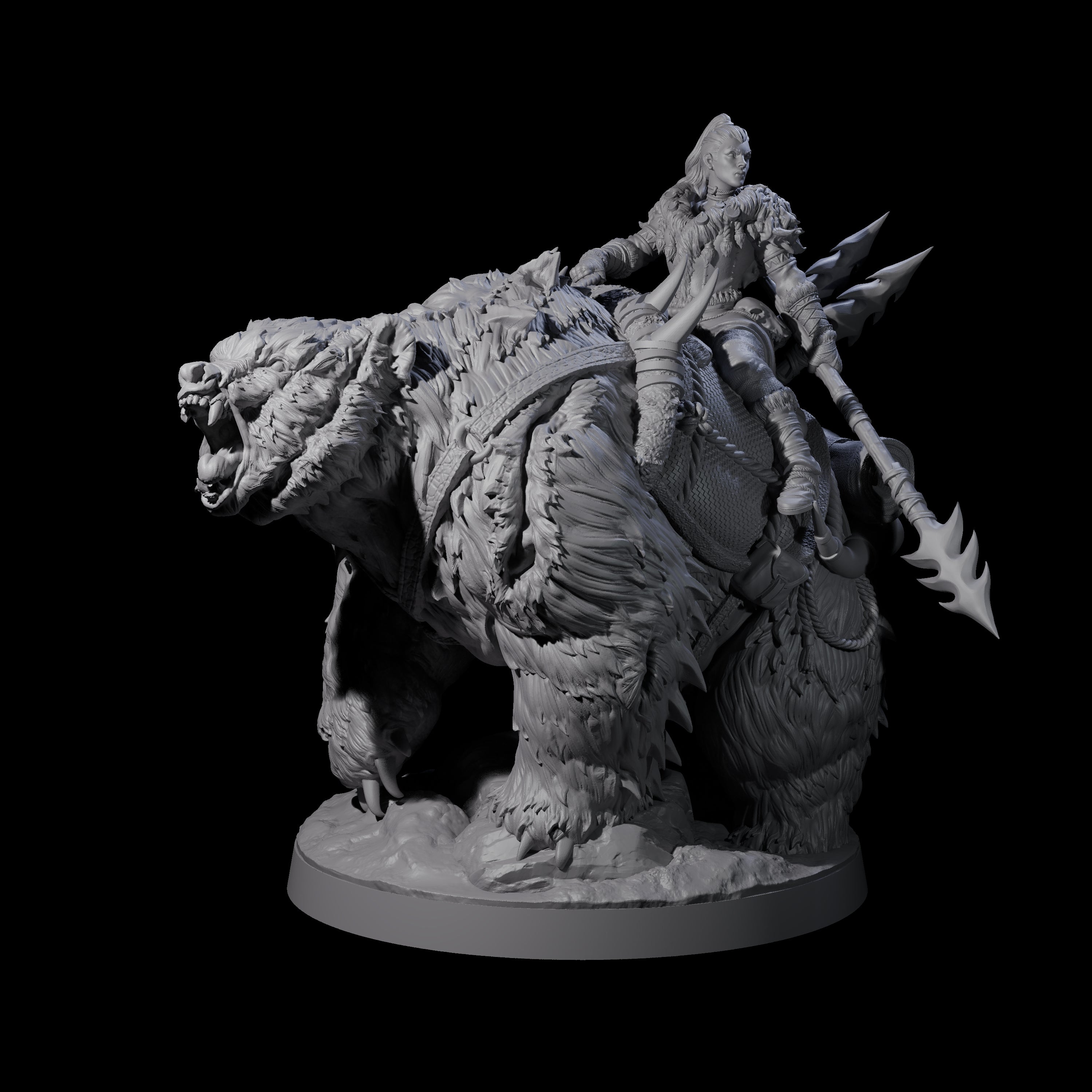 Two Wild Bear Riders Miniature for Dungeons and Dragons, Pathfinder or other TTRPGs