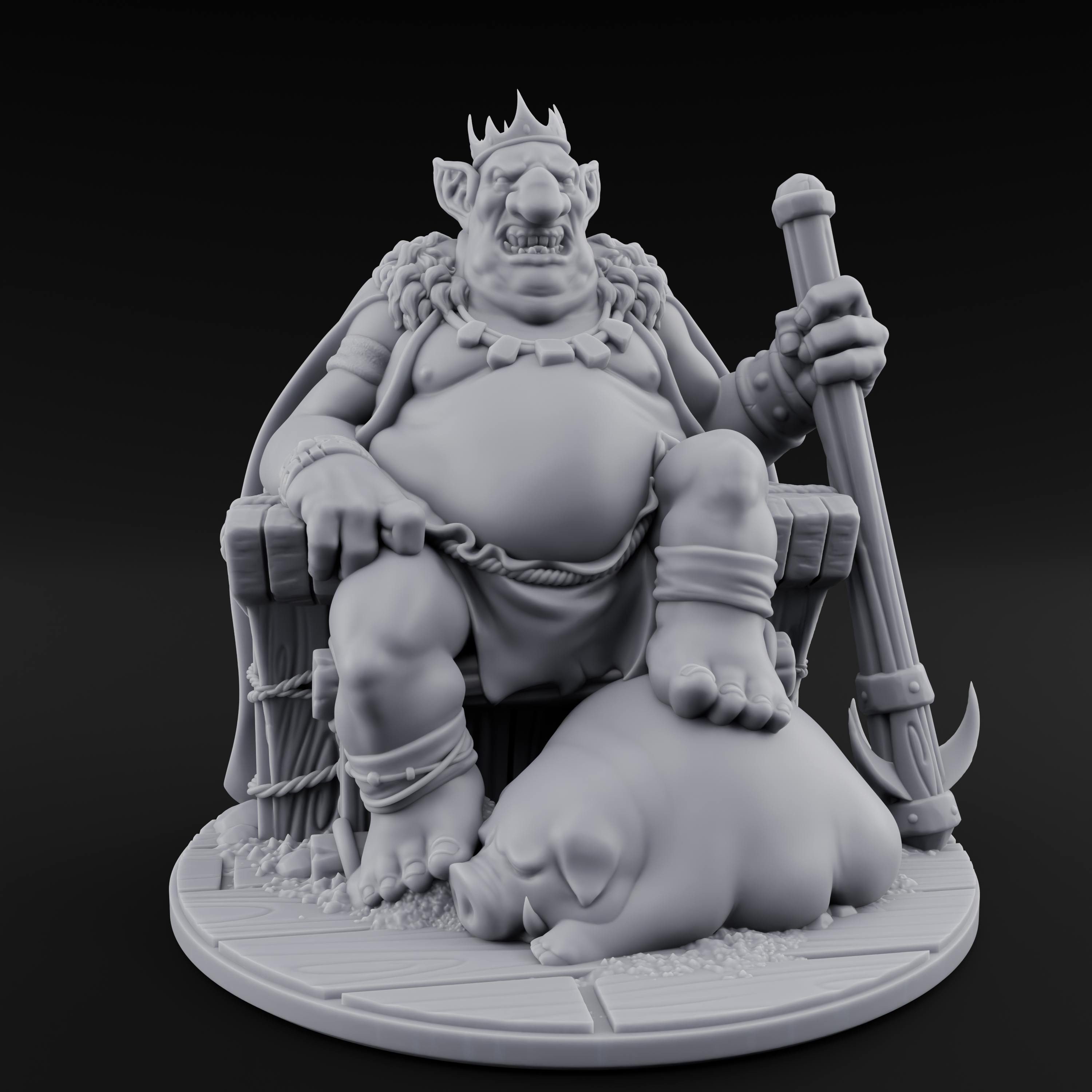 Tyrannical Goblin King Miniature for Dungeons and Dragons, Pathfinder or other TTRPGs