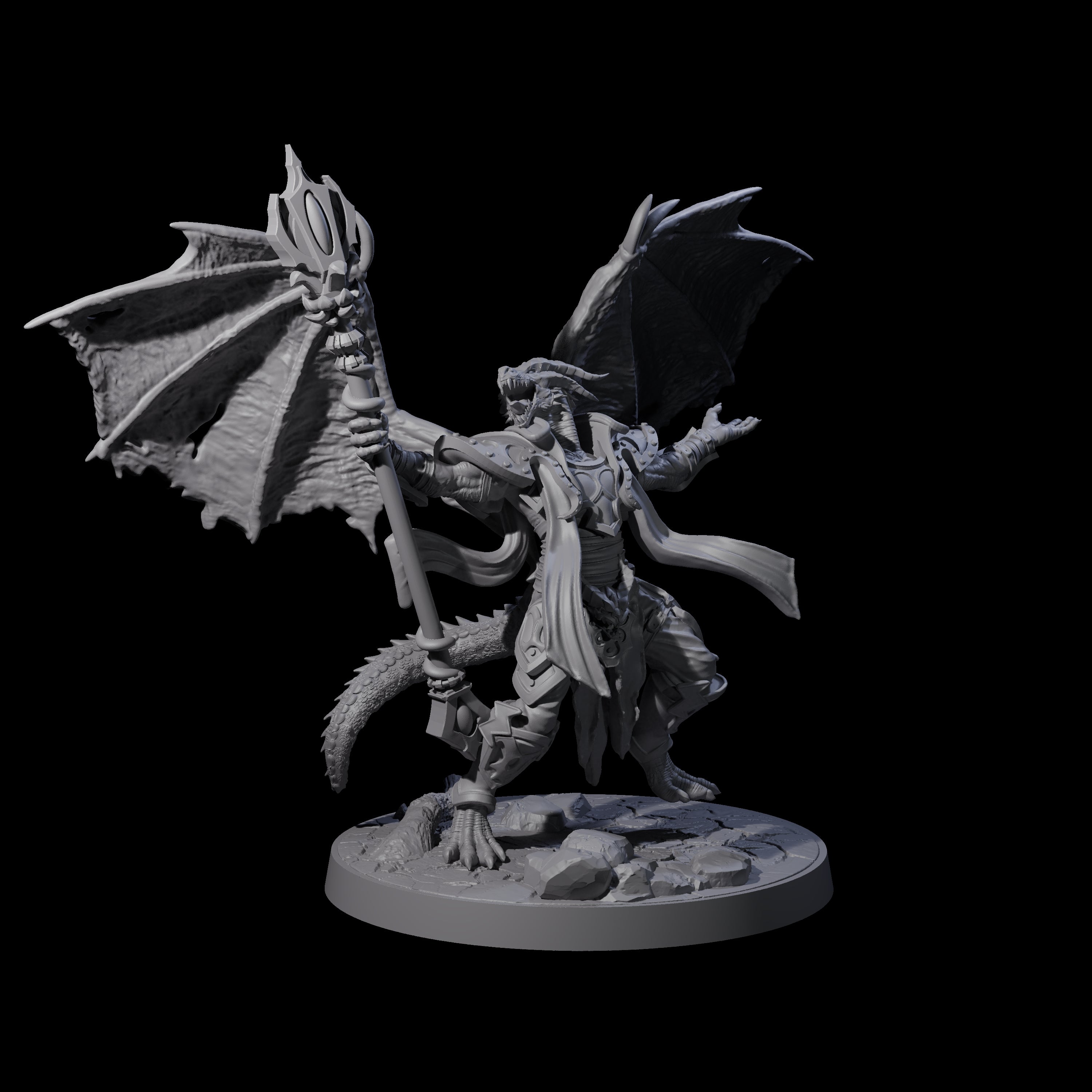 Unfurled Dragonborn Archmage Miniature for Dungeons and Dragons, Pathfinder or other TTRPGs