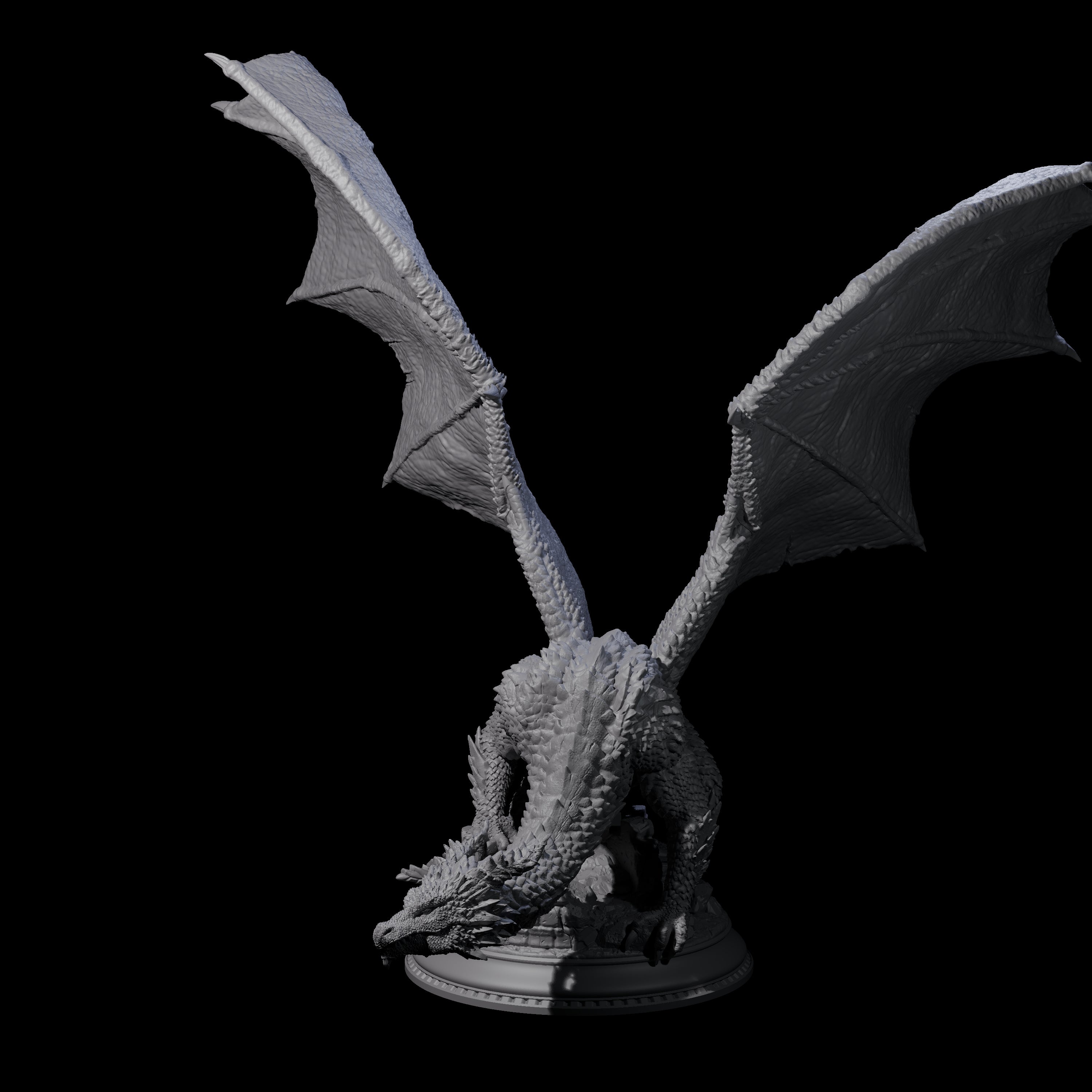Unfurled Silver Dragon Miniature for Dungeons and Dragons, Pathfinder or other TTRPGs