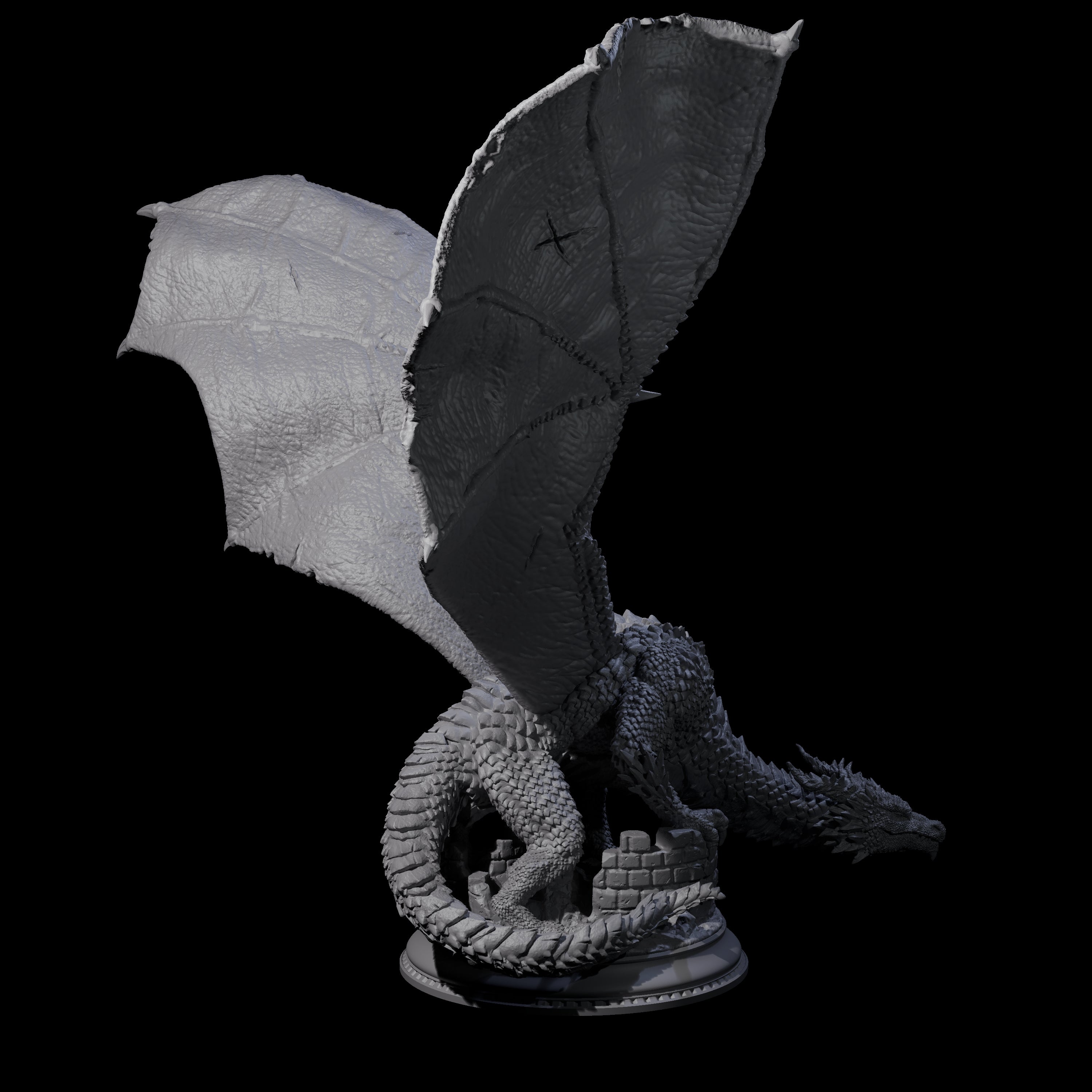 Unfurled Silver Dragon Miniature for Dungeons and Dragons, Pathfinder or other TTRPGs