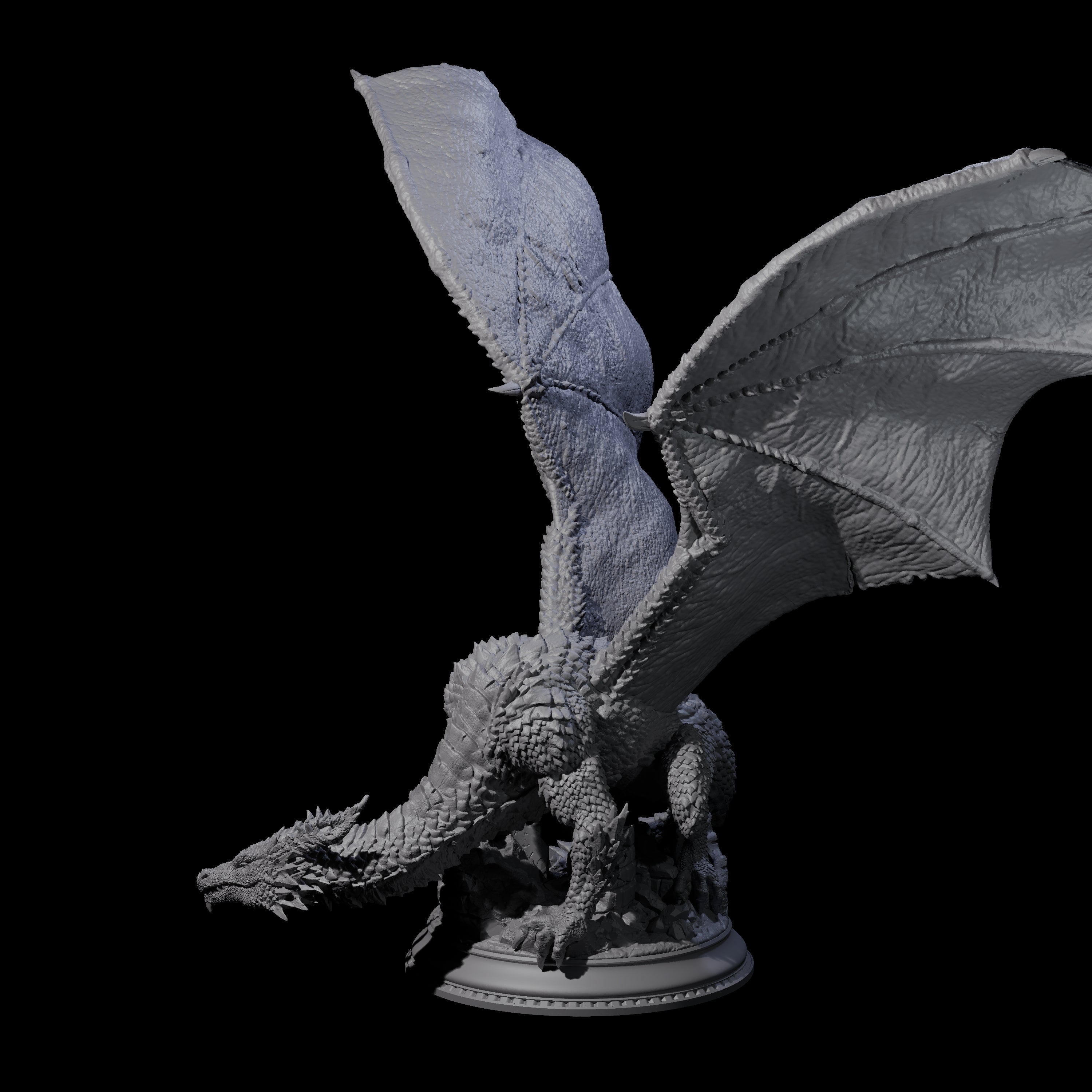 Unfurled Silver Dragon Miniature for Dungeons and Dragons, Pathfinder or other TTRPGs