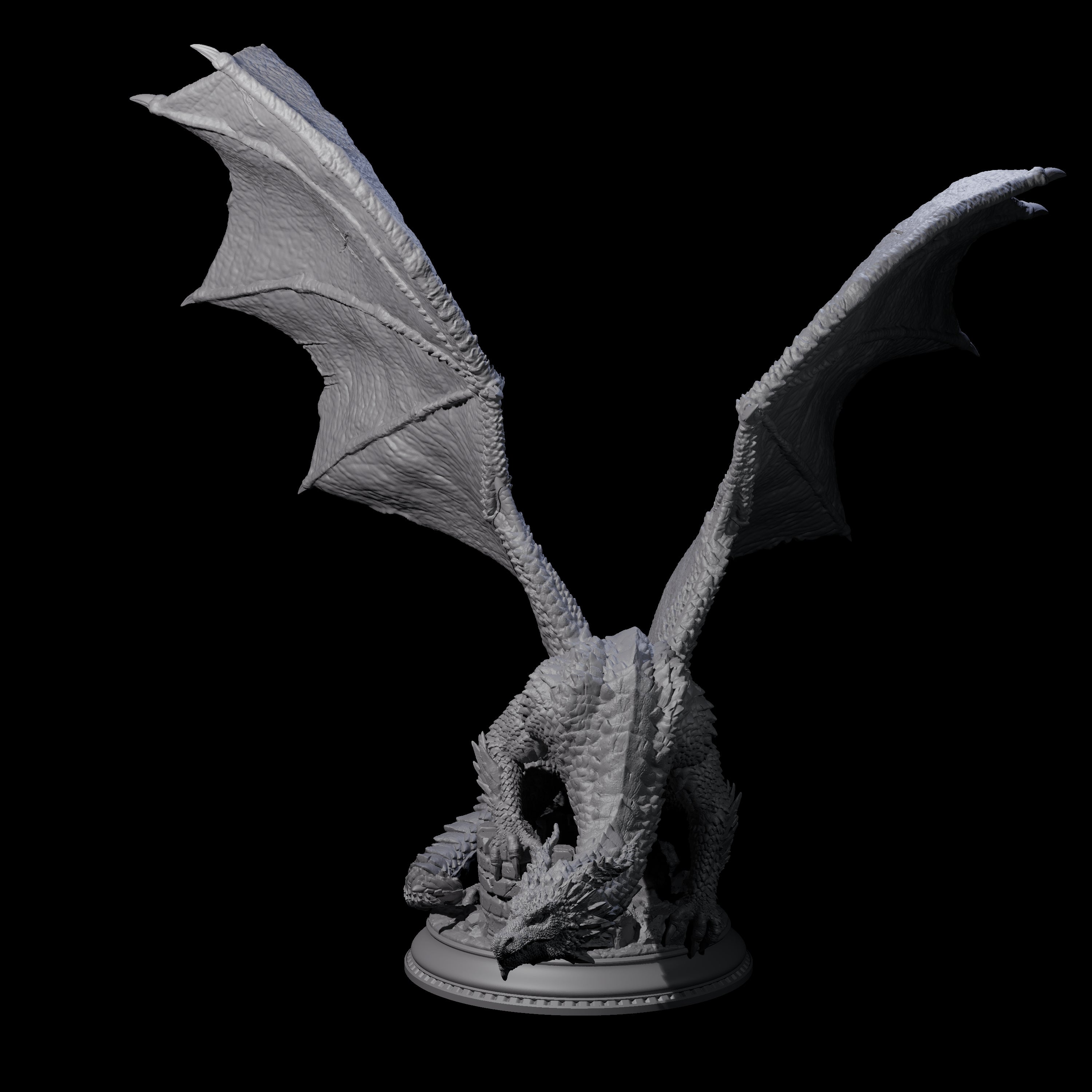 Unfurled Silver Dragon Miniature for Dungeons and Dragons, Pathfinder or other TTRPGs