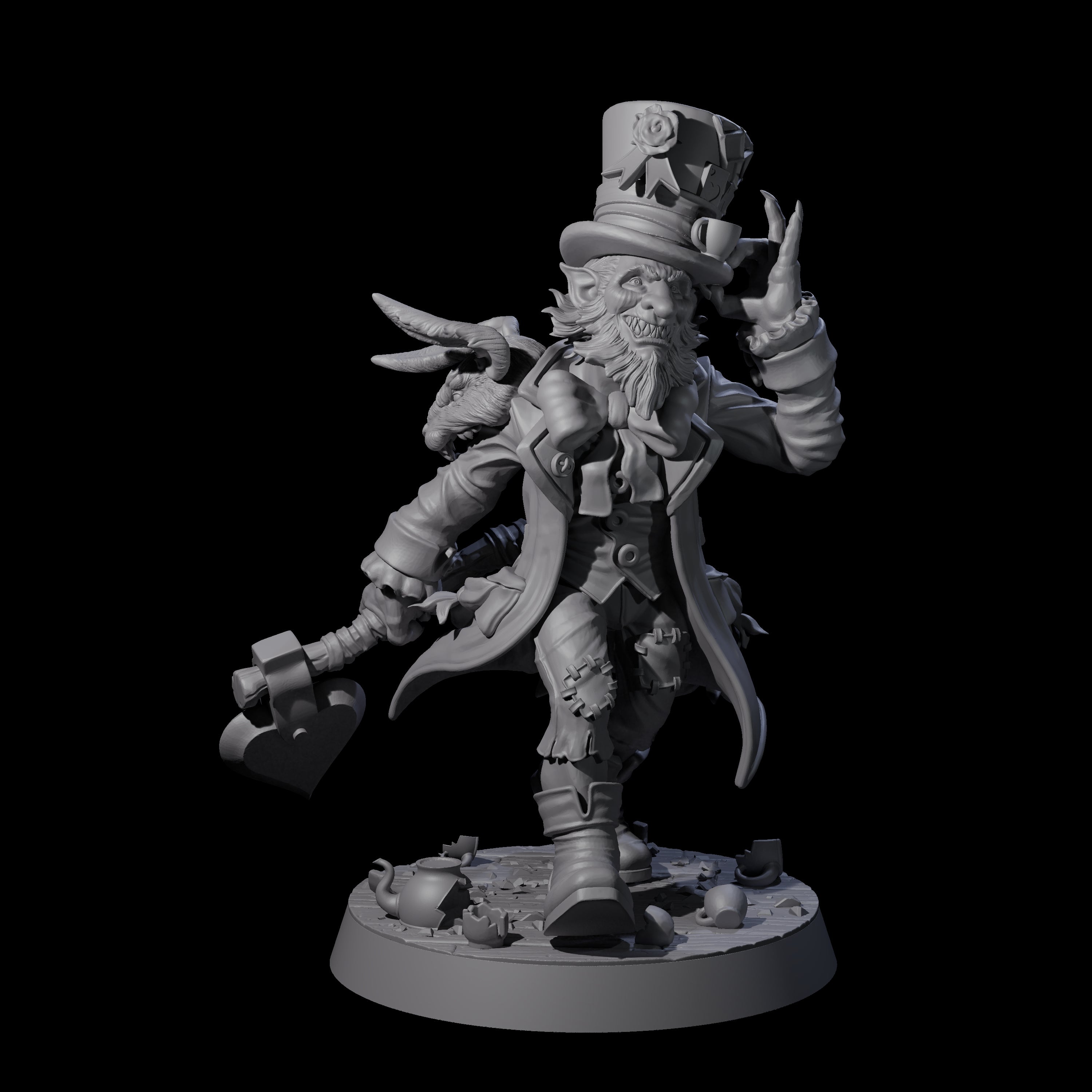 Unhinged Goblin Mad Hatter Miniature for Dungeons and Dragons, Pathfinder or other TTRPGs