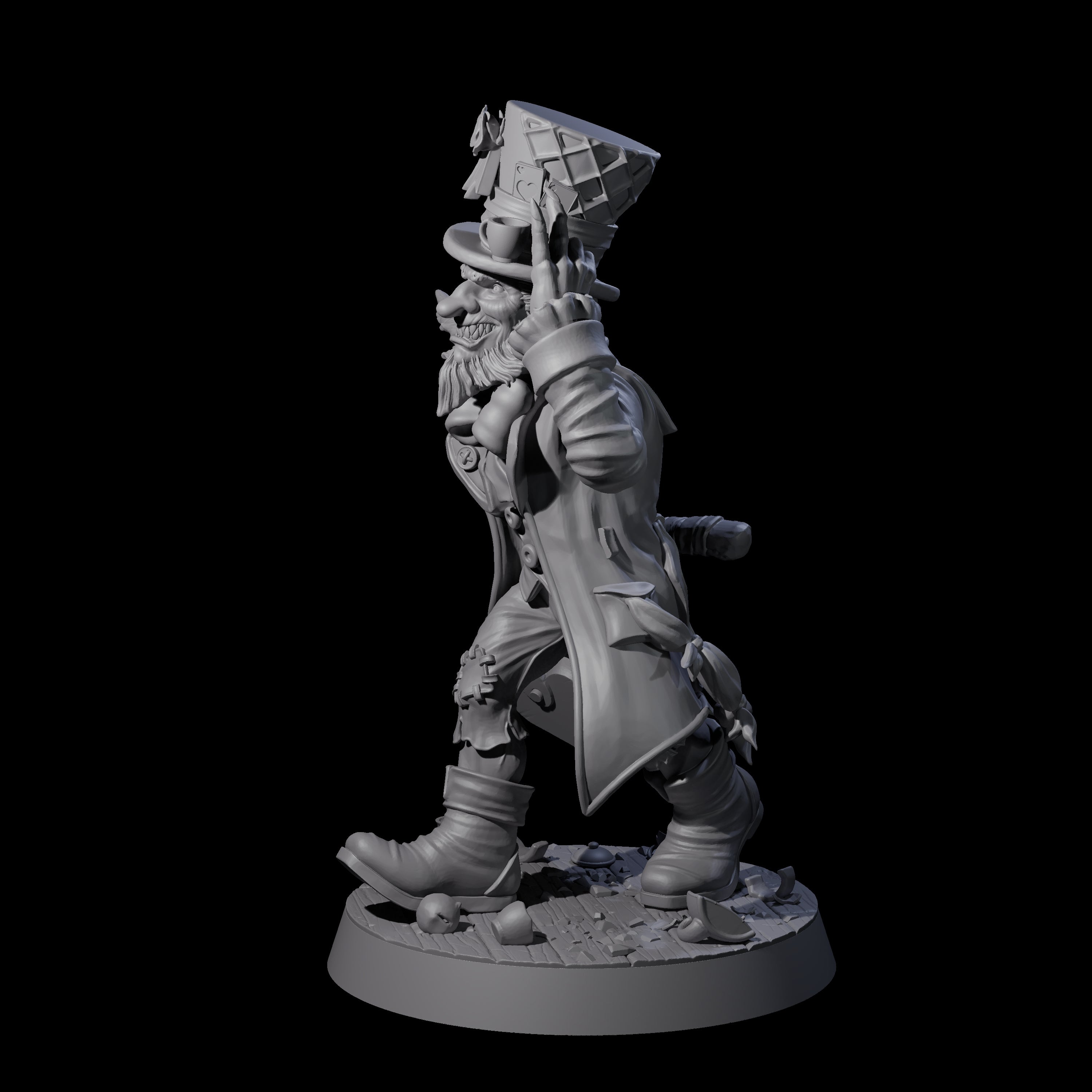 Unhinged Goblin Mad Hatter Miniature for Dungeons and Dragons, Pathfinder or other TTRPGs