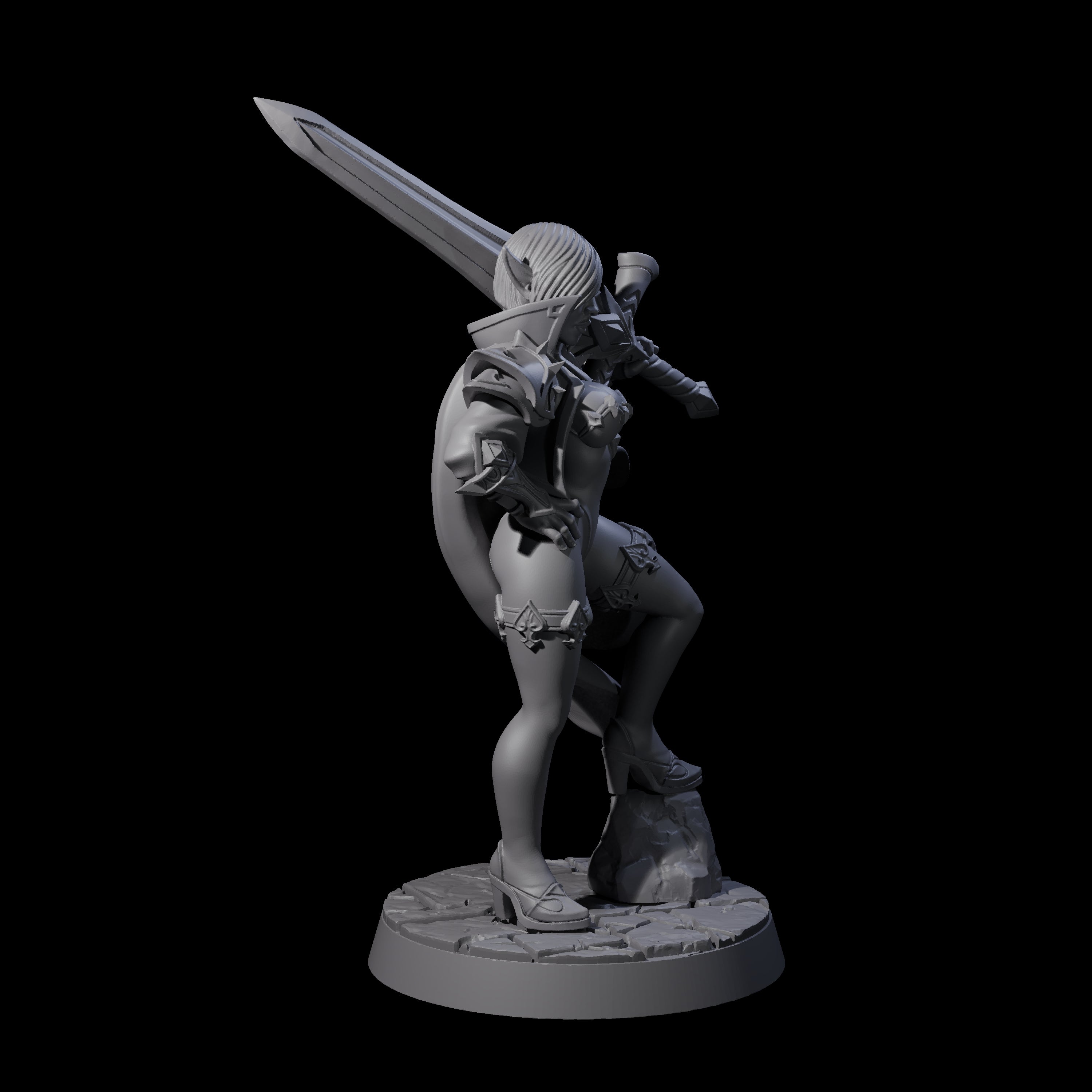 Unrealistic Sword Fighter Miniature for Dungeons and Dragons, Pathfinder or other TTRPGs