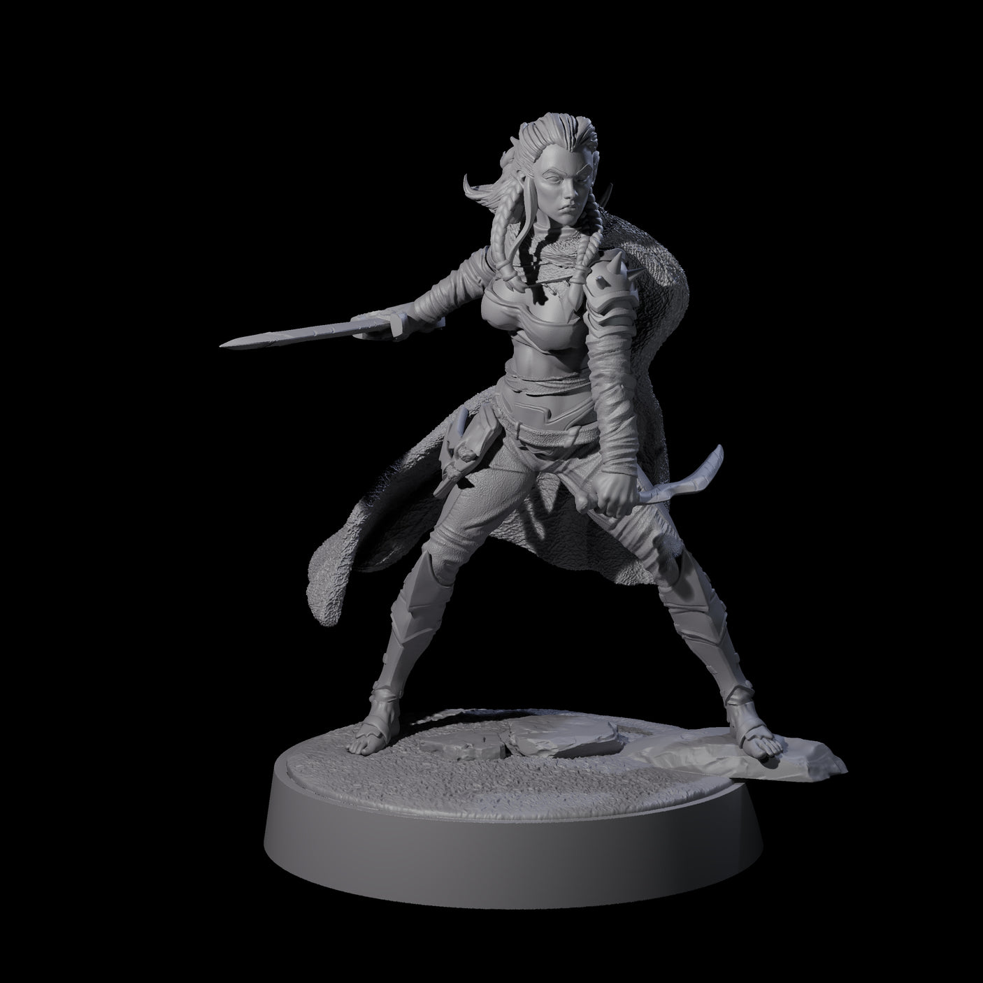 Valhya - Poised Hunter Miniature for Dungeons and Dragons, Pathfinder or other TTRPGs