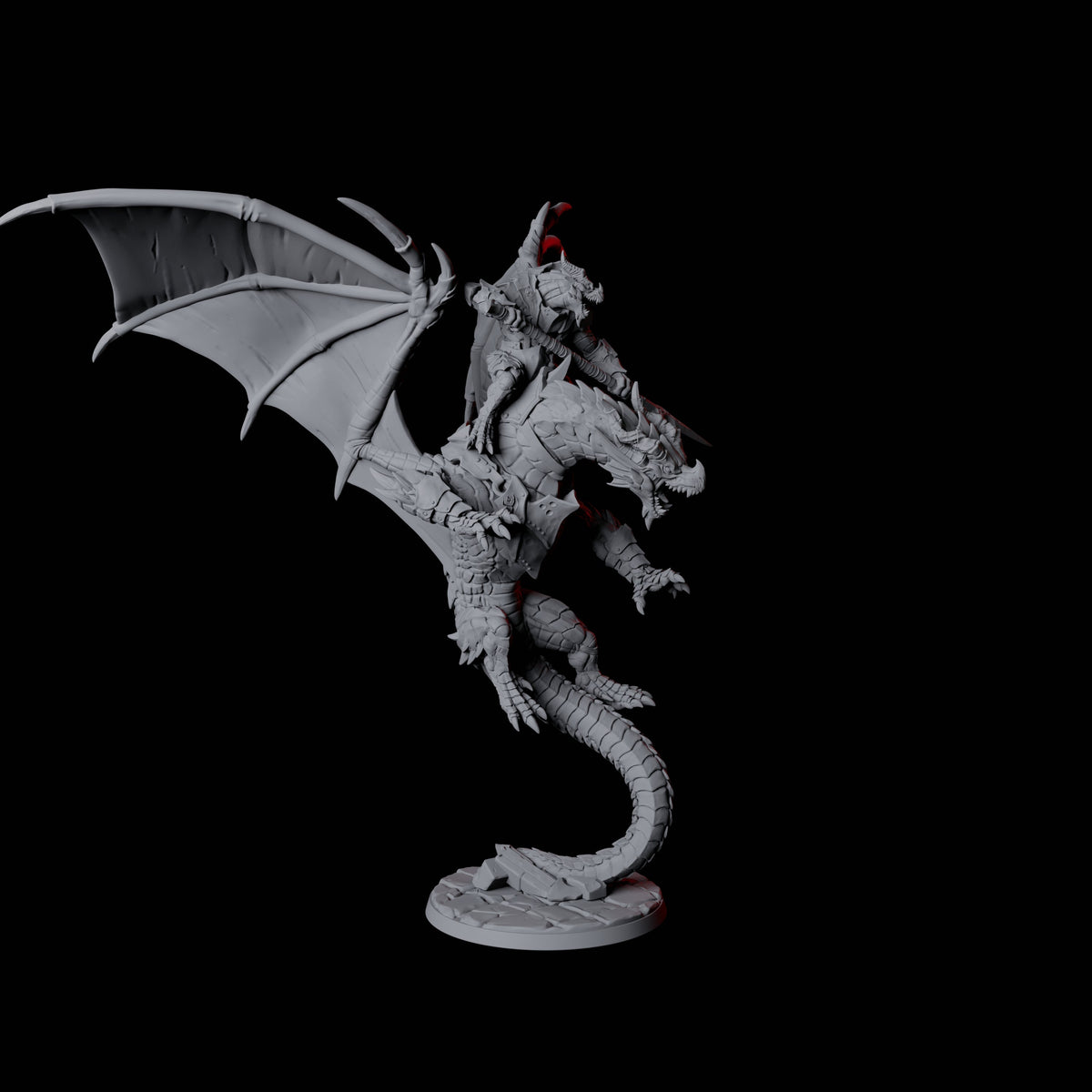 Valiant Dragonborn Warriors Riding Dragon A Miniature for Dungeons and Dragons, Pathfinder or other TTRPGs