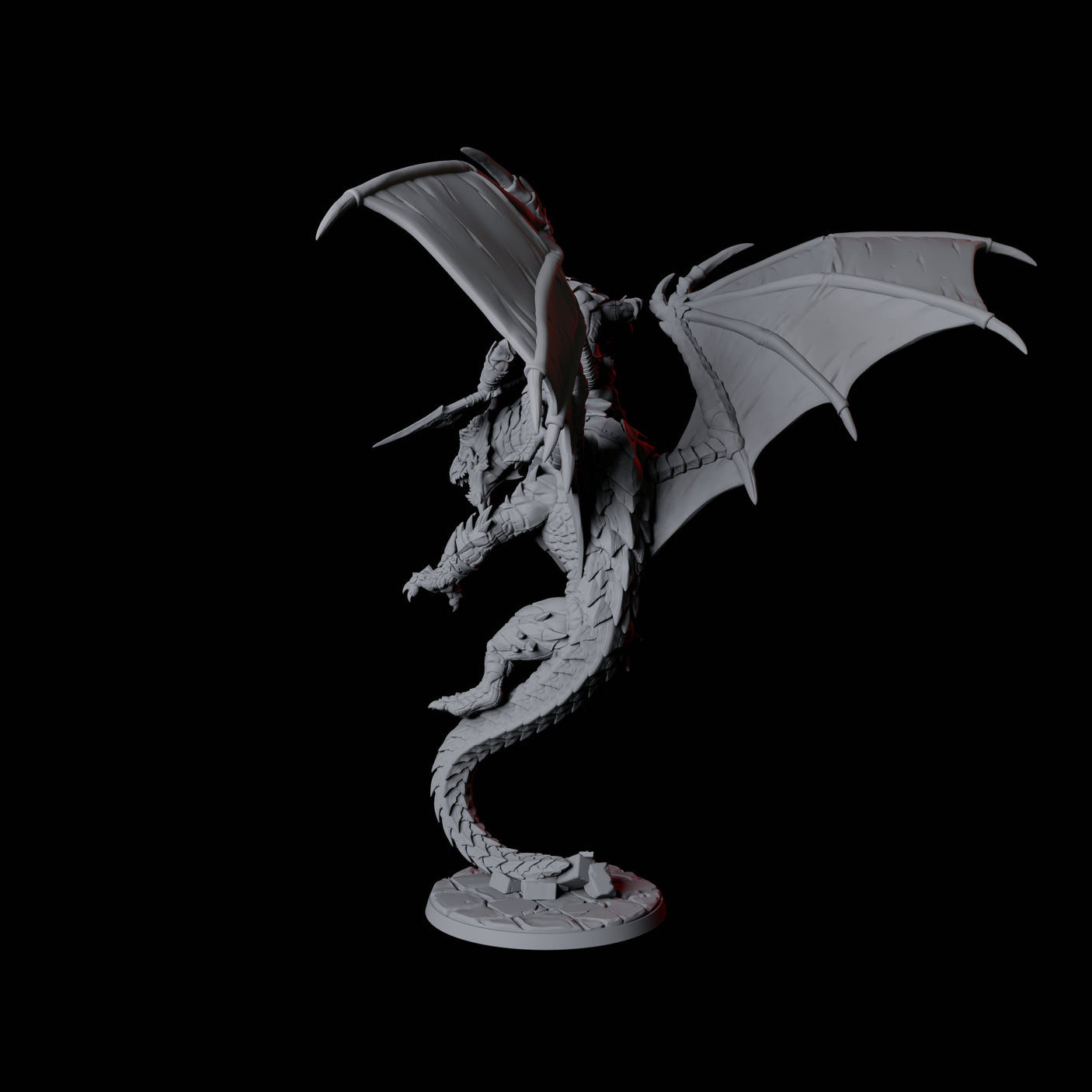 Valiant Dragonborn Warriors Riding Dragon A Miniature for Dungeons and Dragons, Pathfinder or other TTRPGs