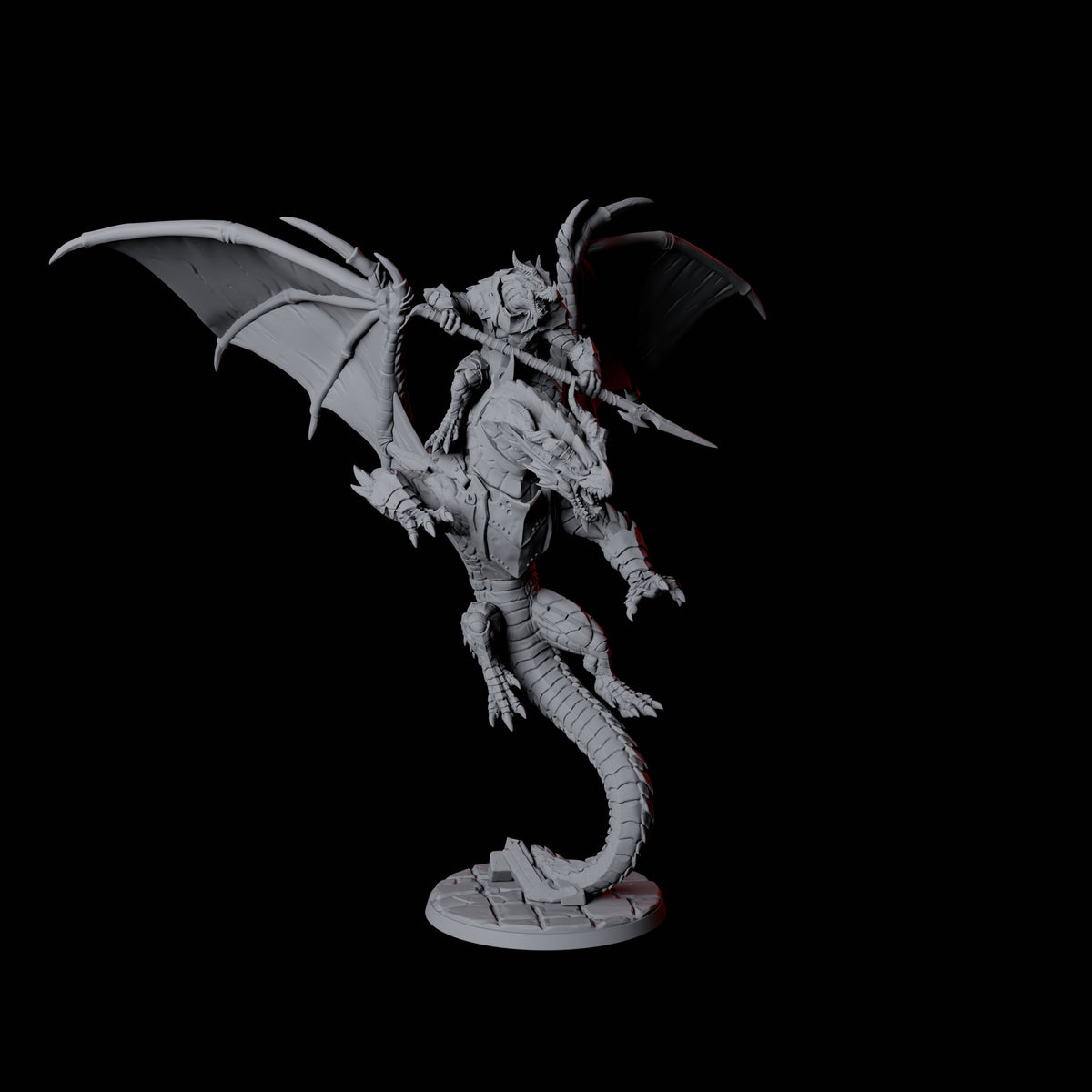 Valiant Dragonborn Warriors Riding Dragon A Miniature for Dungeons and Dragons, Pathfinder or other TTRPGs
