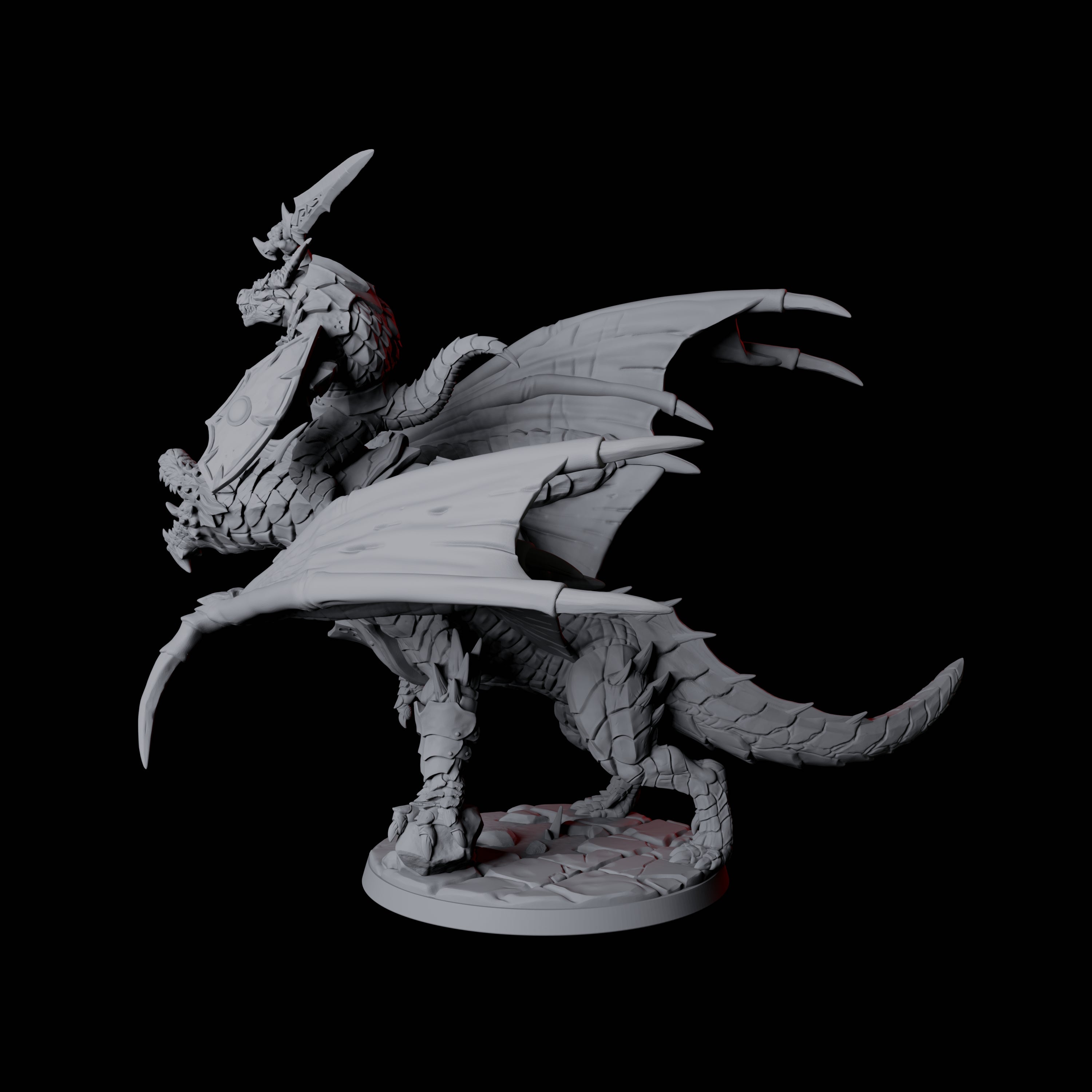 Valiant Dragonborn Warriors Riding Dragon B Miniature for Dungeons and Dragons, Pathfinder or other TTRPGs