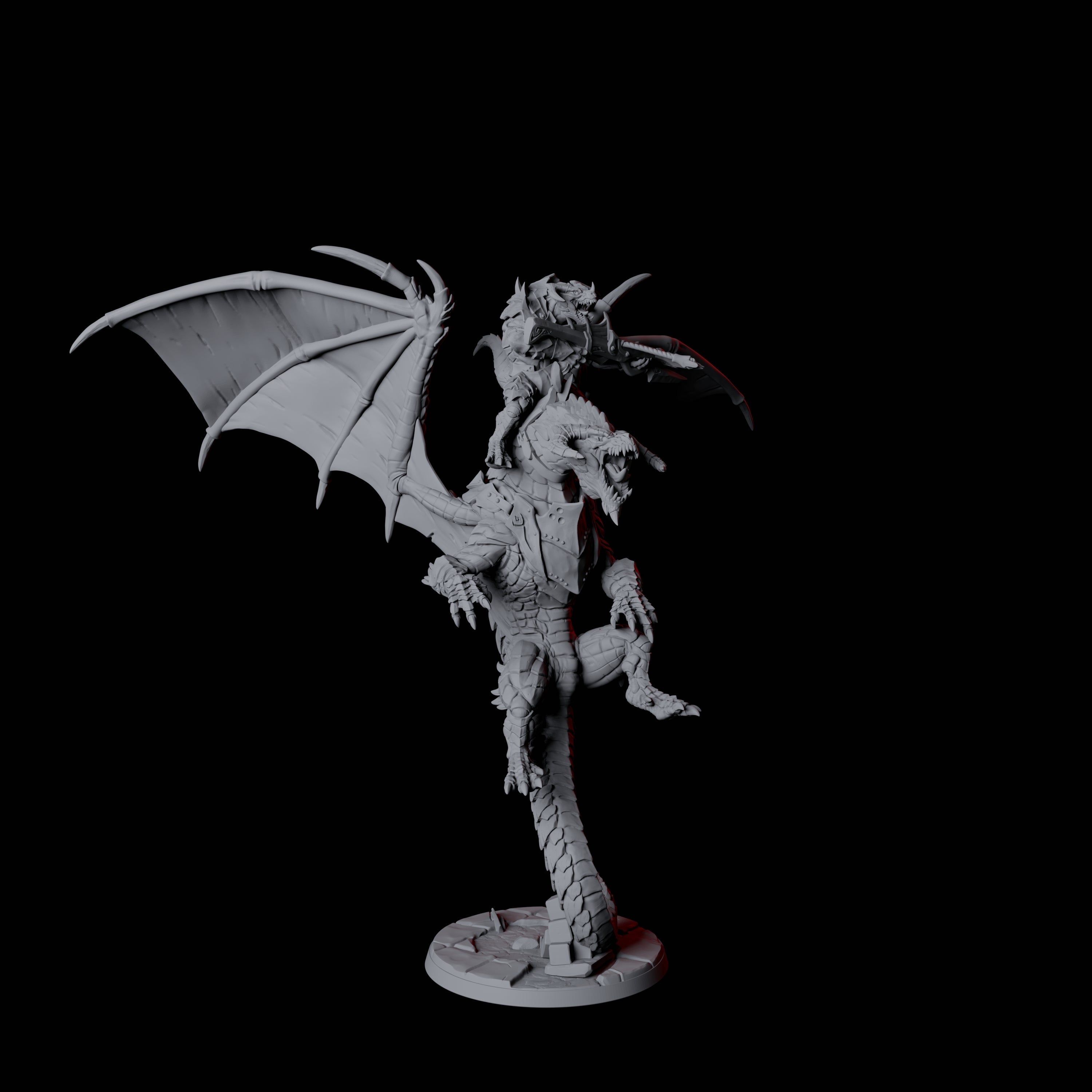 Valiant Dragonborn Warriors Riding Dragon C Miniature for Dungeons and Dragons, Pathfinder or other TTRPGs