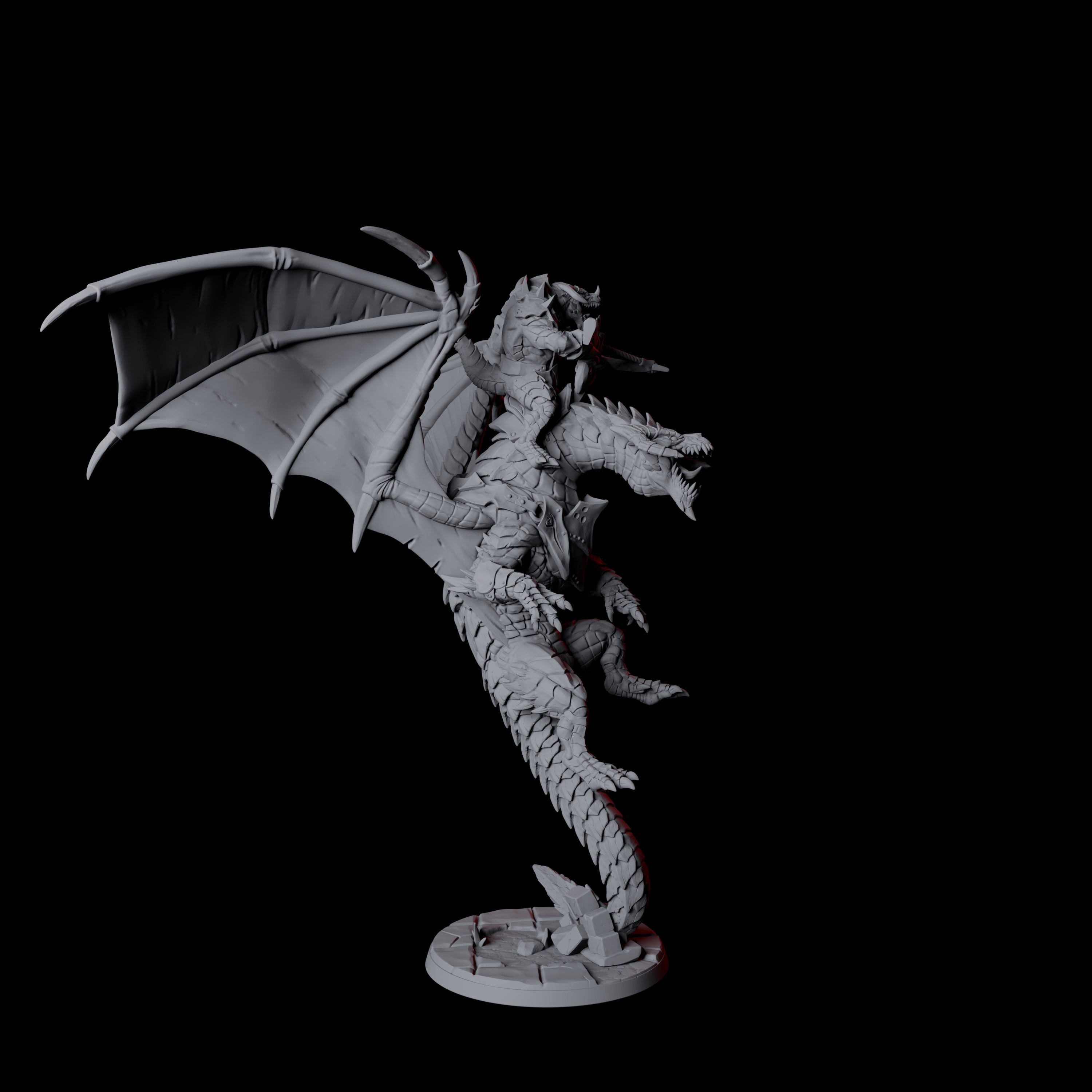 Valiant Dragonborn Warriors Riding Dragon C Miniature for Dungeons and Dragons, Pathfinder or other TTRPGs