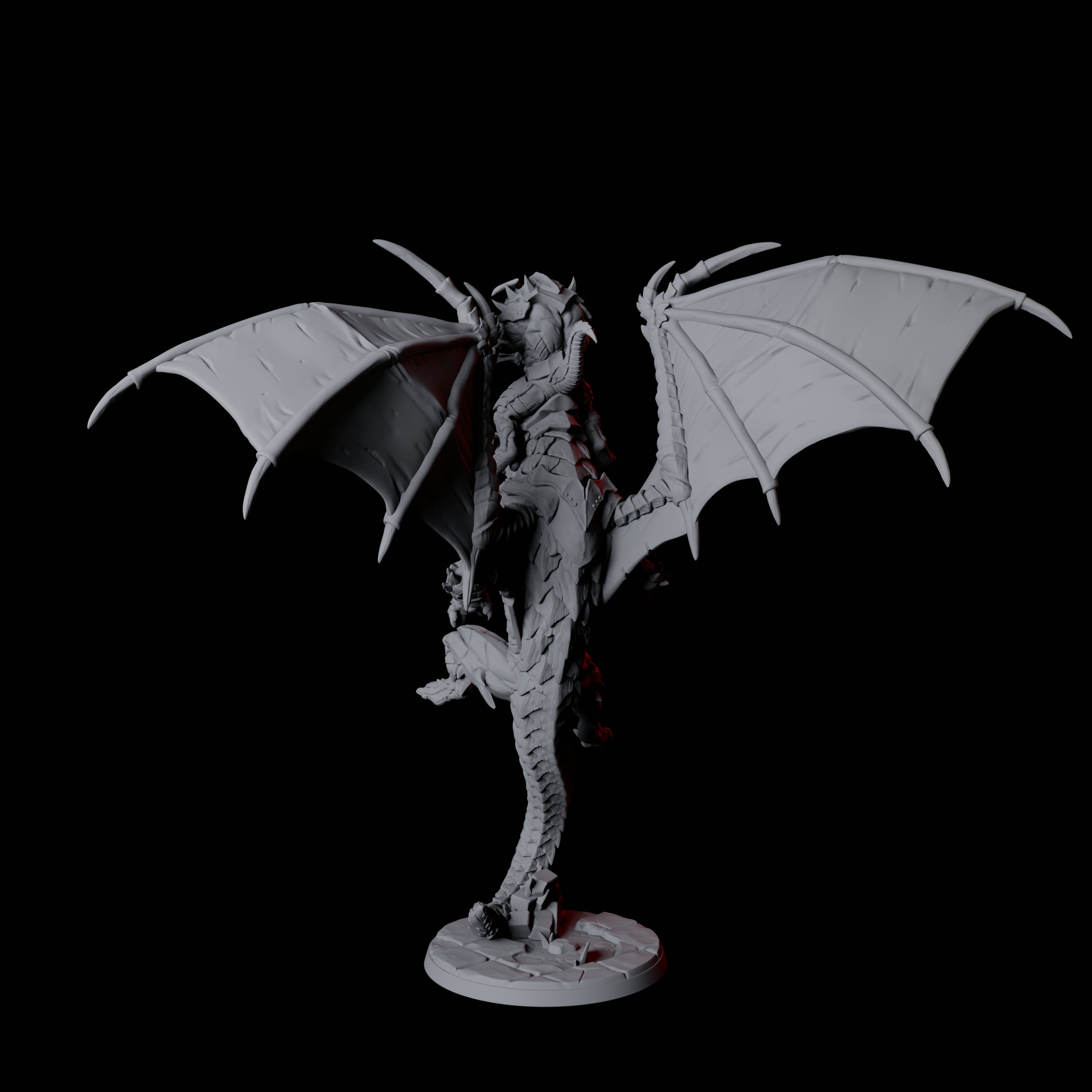 Valiant Dragonborn Warriors Riding Dragon C Miniature for Dungeons and Dragons, Pathfinder or other TTRPGs