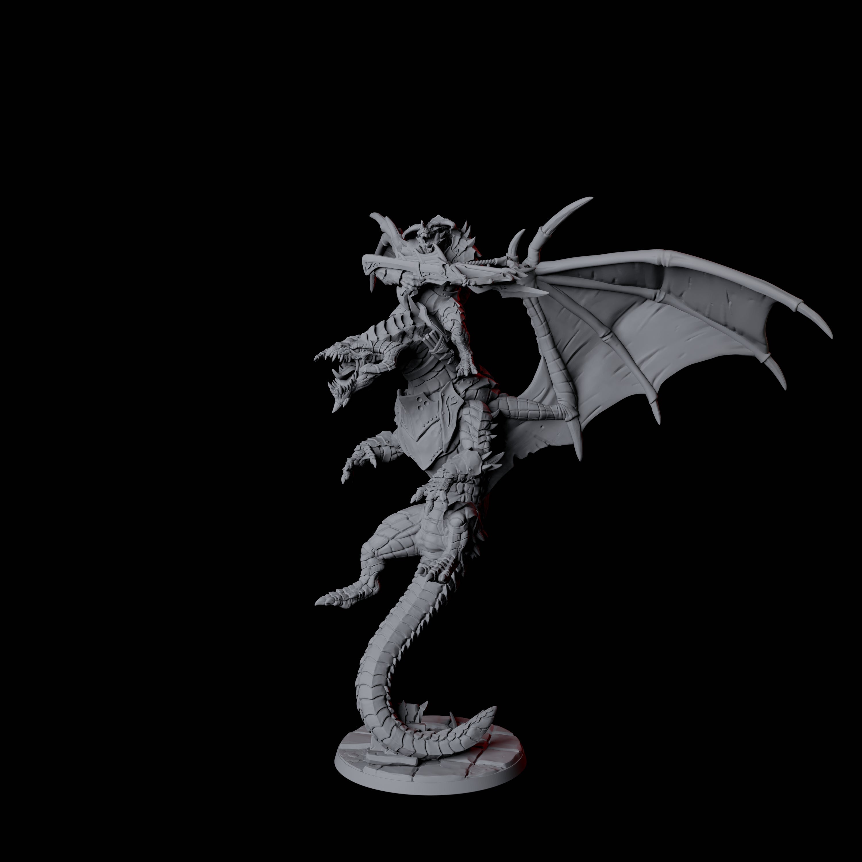 Valiant Dragonborn Warriors Riding Dragon C Miniature for Dungeons and Dragons, Pathfinder or other TTRPGs