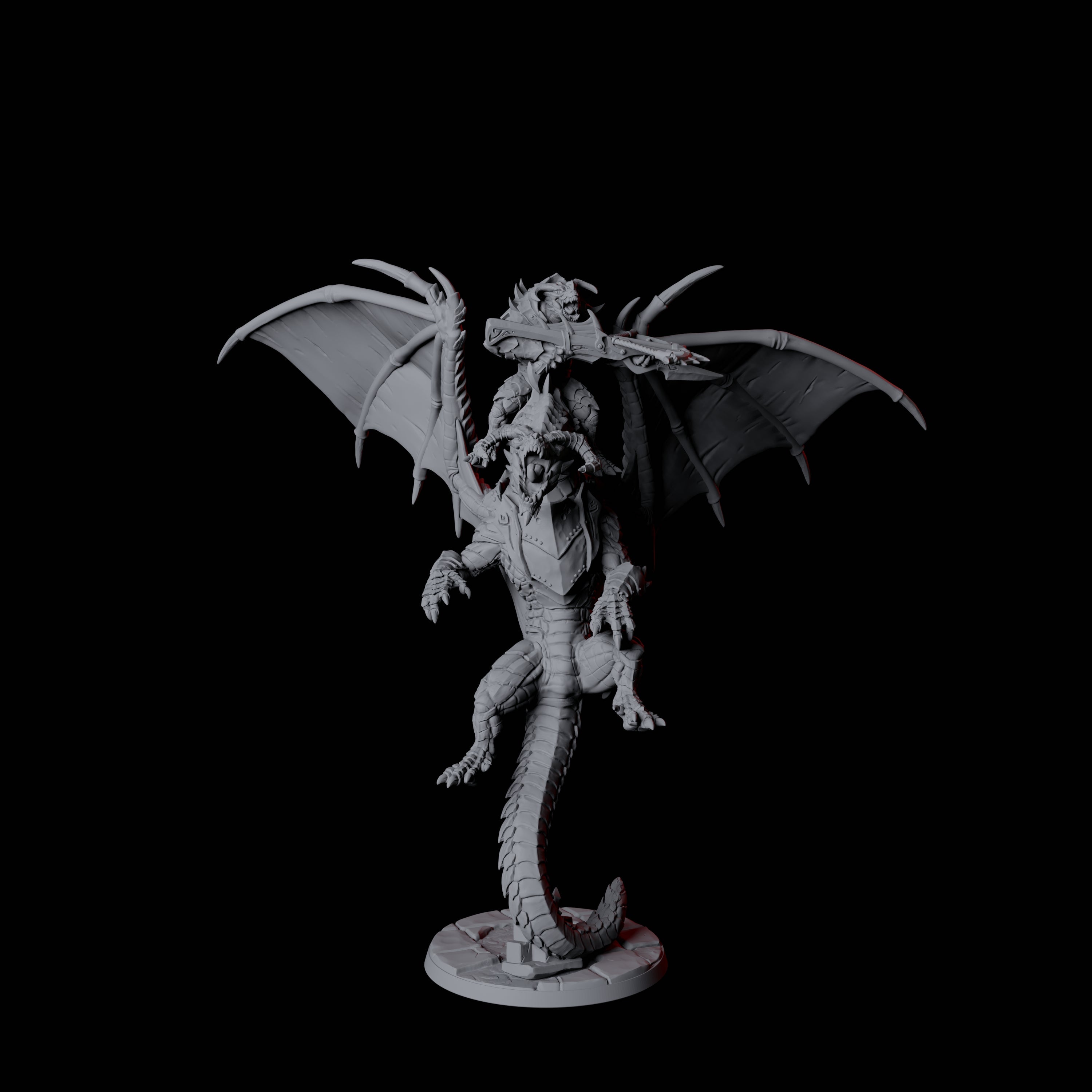 Valiant Dragonborn Warriors Riding Dragon C Miniature for Dungeons and Dragons, Pathfinder or other TTRPGs
