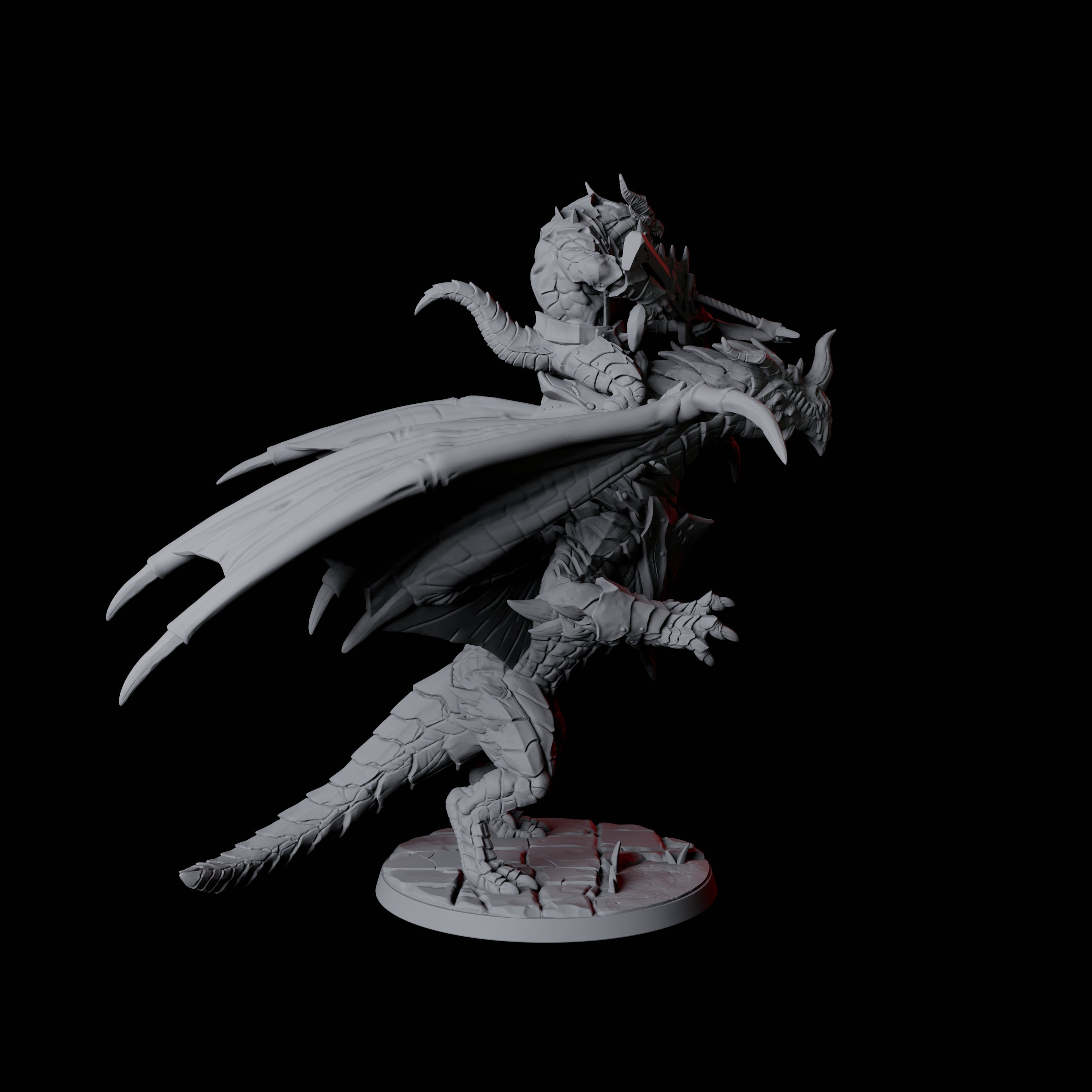 Valiant Dragonborn Warriors Riding Dragon D Miniature for Dungeons and Dragons, Pathfinder or other TTRPGs