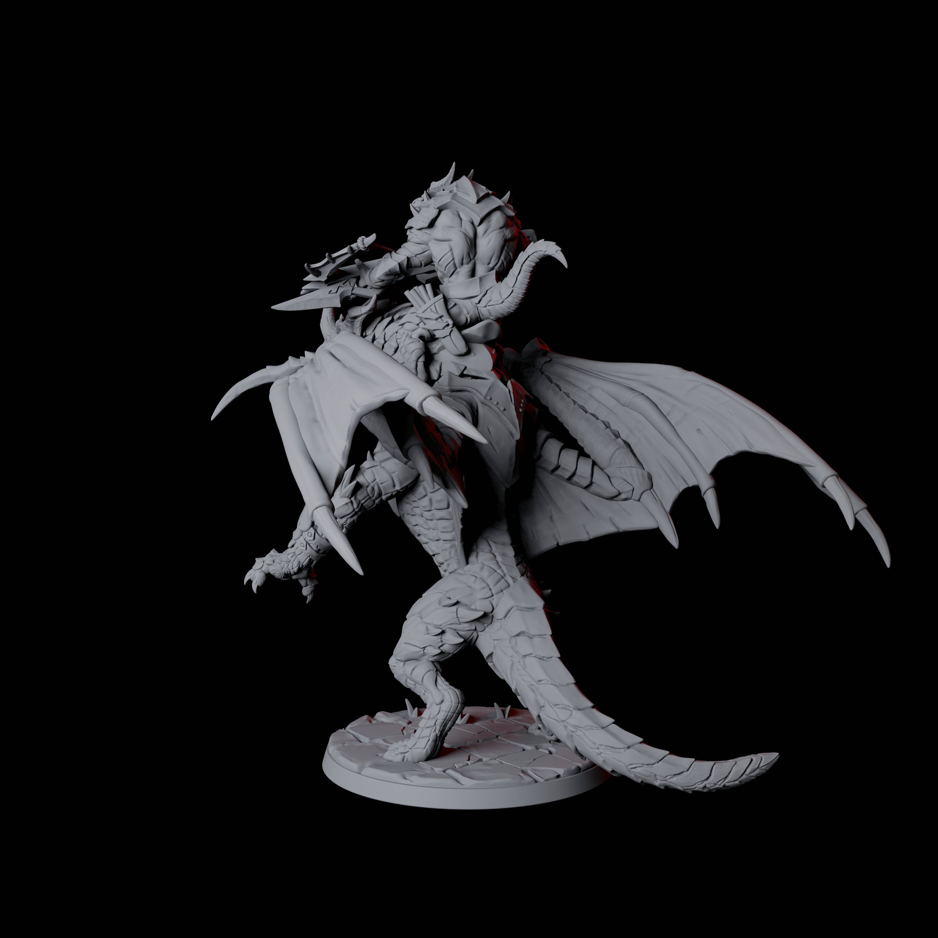 Valiant Dragonborn Warriors Riding Dragon D Miniature for Dungeons and Dragons, Pathfinder or other TTRPGs